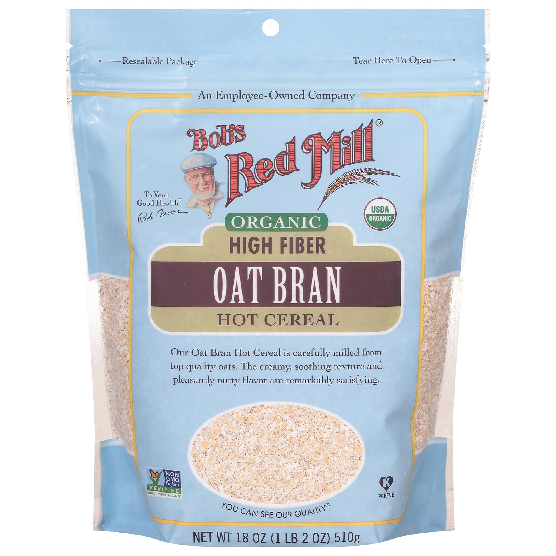 Bob's Red Mill Organic Oat Bran, 18oz (Pack of 4) - Non GMO, Vegan, Kosher