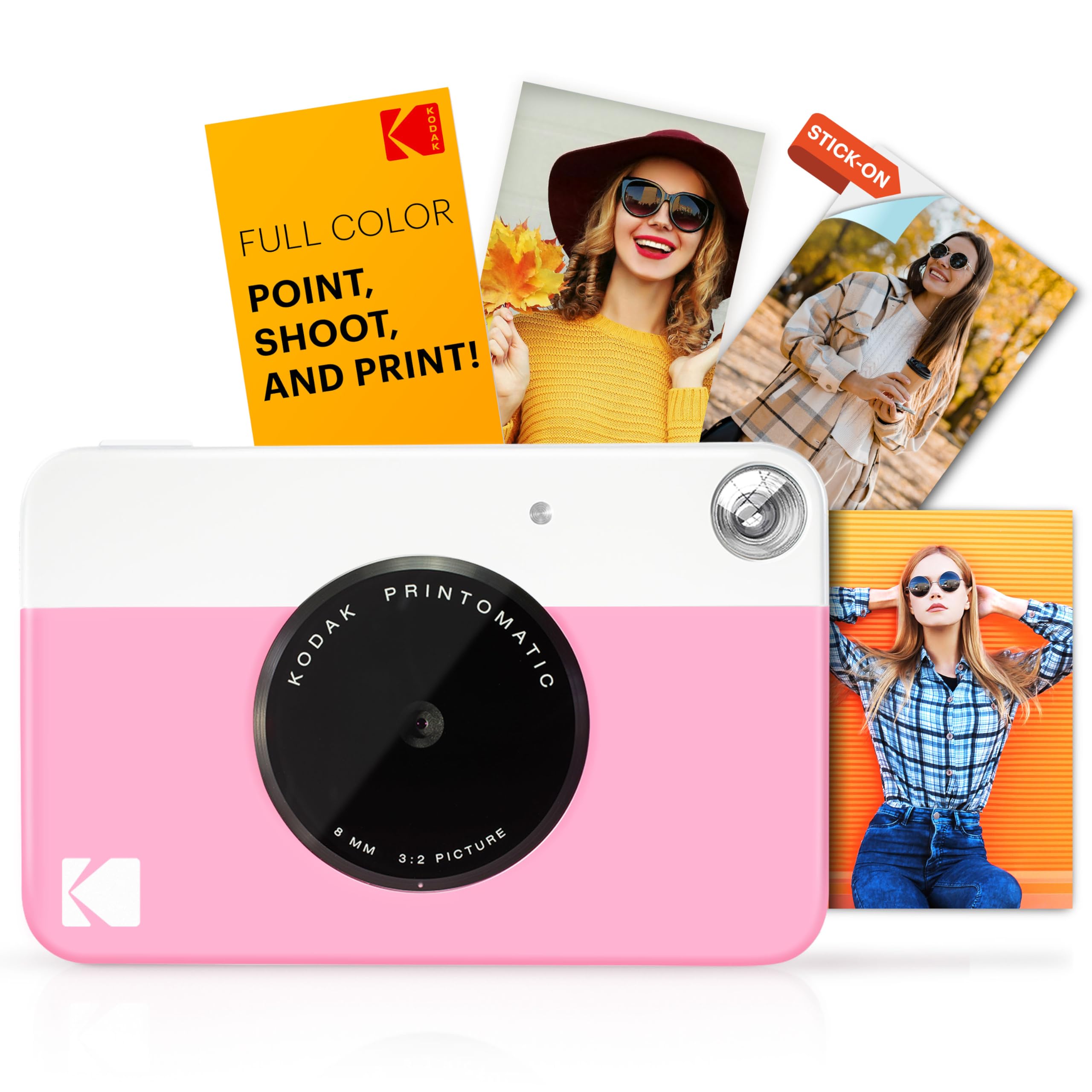 KODAK Printomatic Full-Color Instant Print Digital Camera - Colorful Photos On Zink 2x3" Sticky-Back Photo Paper - 5MP, Portable, Creative Fun Gift for Birthday, Christmas, Holiday - Pink