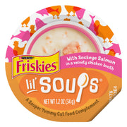 Purina Friskies Grain Free Lickable Cat Food Toppers Lil’ Soups With Sockeye Salmon in Chicken Broth - (Pack of 8) 1.2 oz. Cups