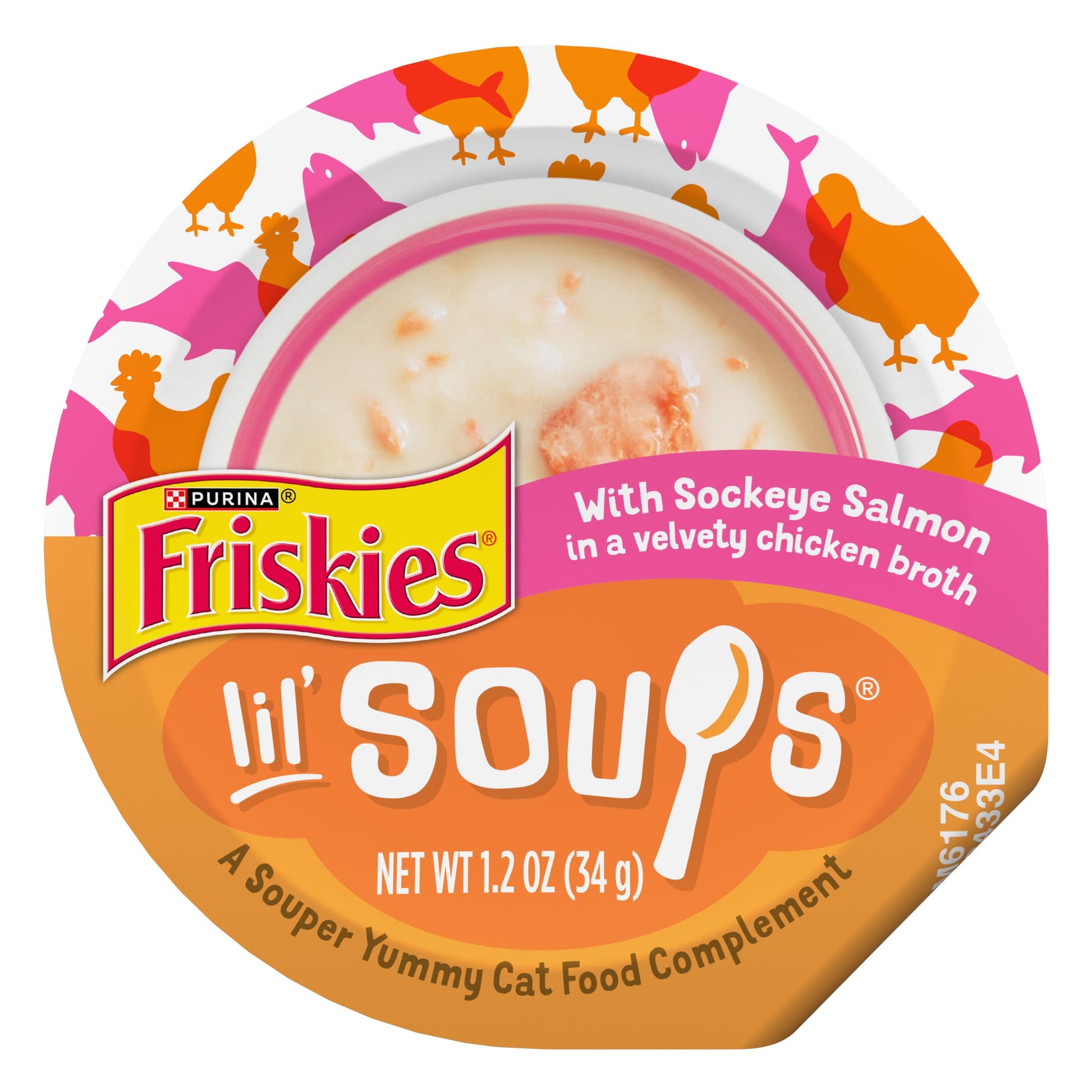 Purina Friskies Grain Free Lickable Cat Food Toppers Lil’ Soups With Sockeye Salmon in Chicken Broth - (Pack of 8) 1.2 oz. Cups