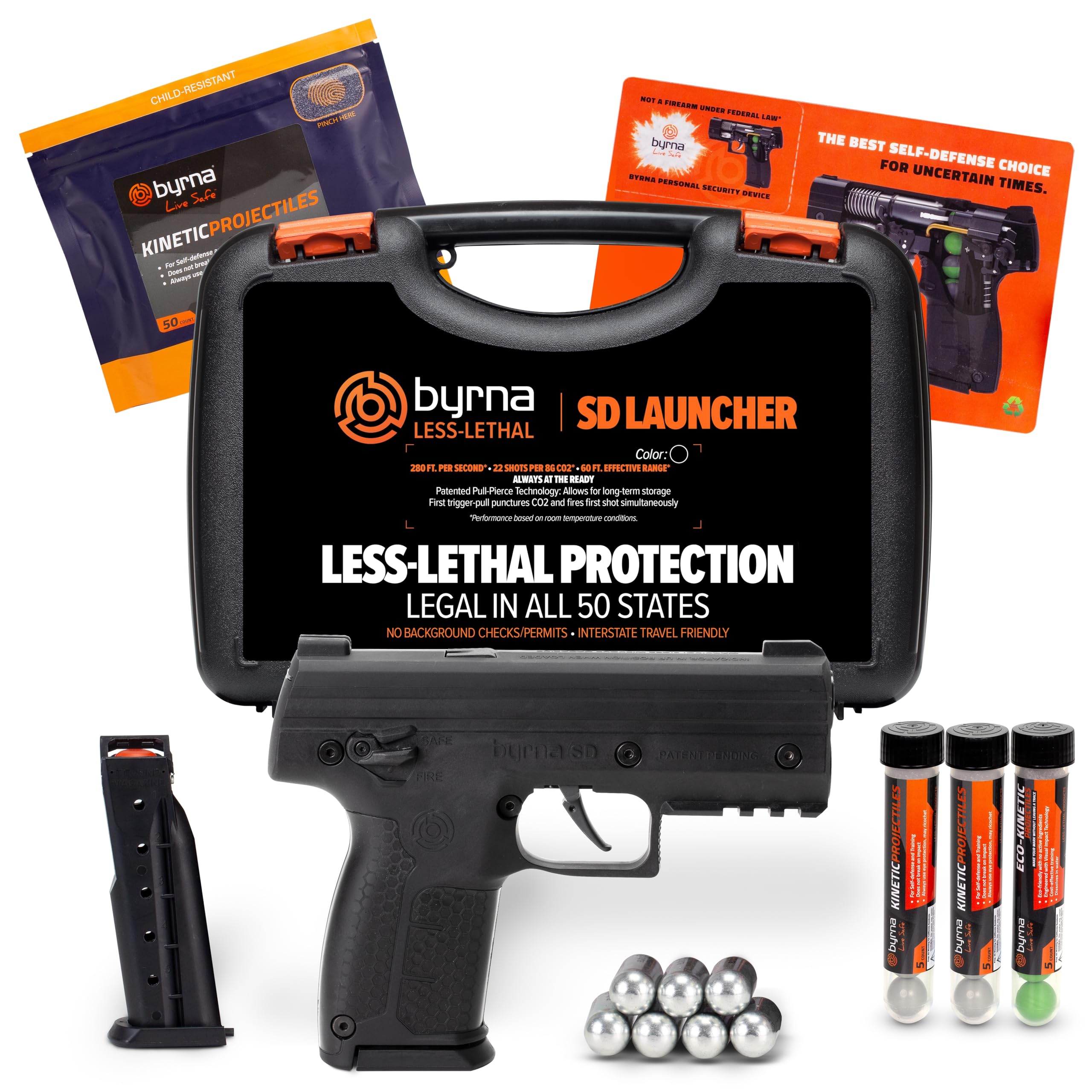 Byrna SD [Self Defense] Kinetischer Projektilwerfer Ultimate Bundle – nicht tödlich, Heim-/Persönliche Verteidigung (Schwarz) | Stolz in den USA montiert