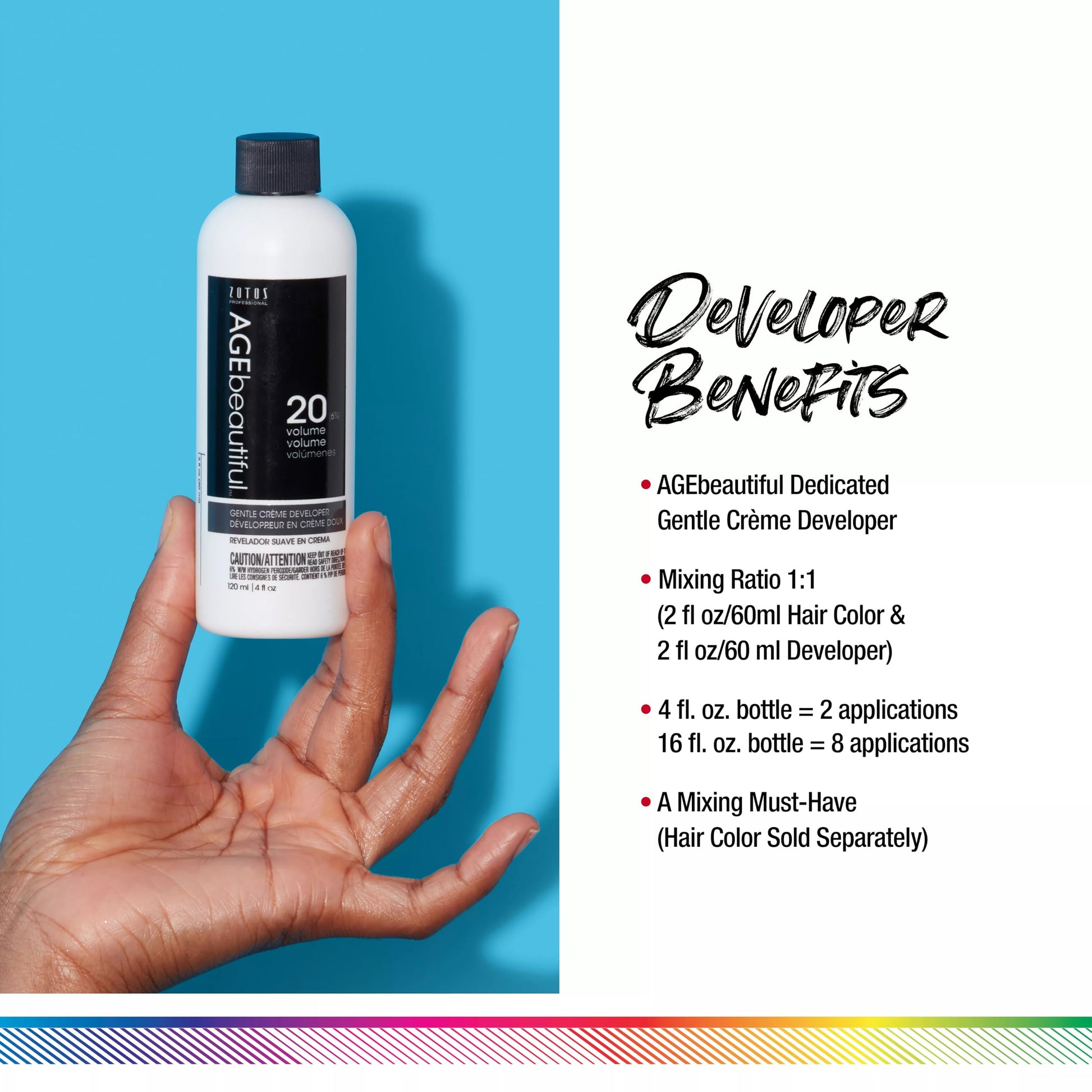 AGE beautiful 20 Volume Gentle Creme Hair Developer | For Permanent Hair Color Dyes, Toners, Lighteners | Professional Salon Coloring | Long Lasting Haircolor | 4 Fl Oz