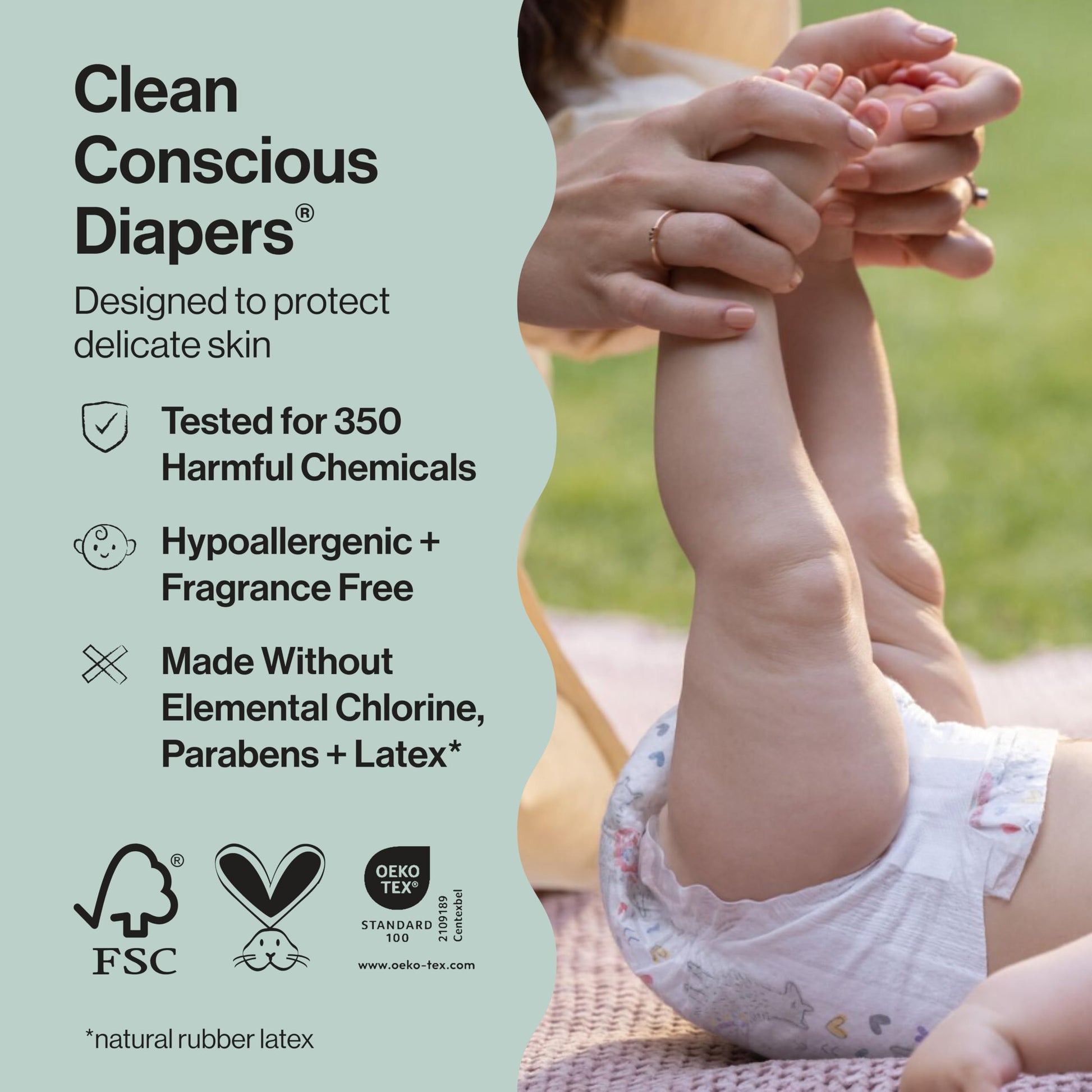 The Honest Company Clean Conscious Diapers for Delicate Skin | Up to 100% Leakproof | Hypoallergenic, Fragrance Free | Summer '25 Limited Edition Prints | Club Box, Size 2 (12-18 lbs), 72 Count