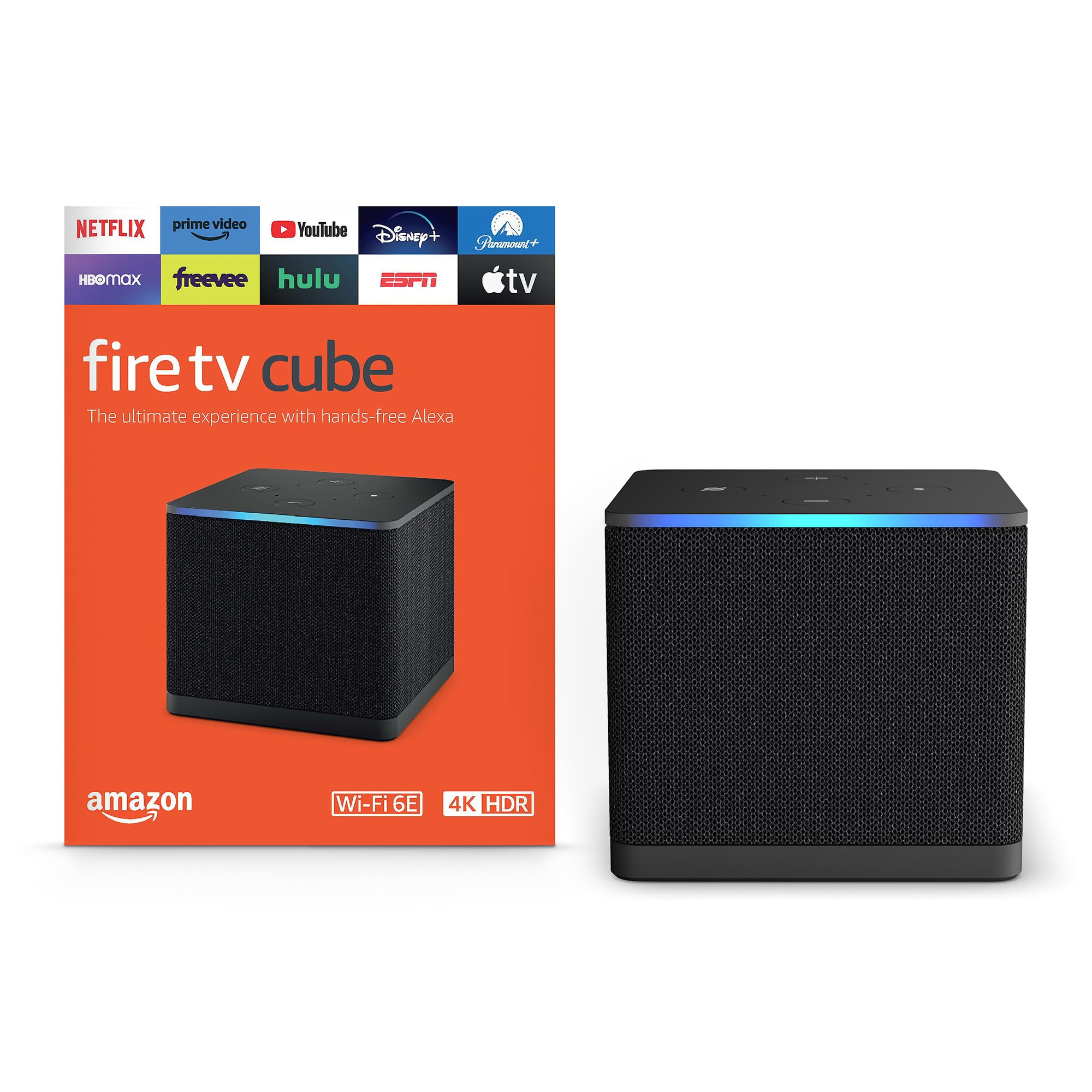 Fire TV Cube (newest model) with AI-powered Fire TV Search, Hands-free streaming device with Alexa, Wi-Fi 6E, 4K Ultra HD