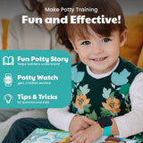 Potty Training Watch & Board Book for Kids – A Water Resistant Potty Reminder Device for Boys & Girls - Train Your Toddler with Fun Musical or Vibration Reminders and Printed Board Book (Turquoise)