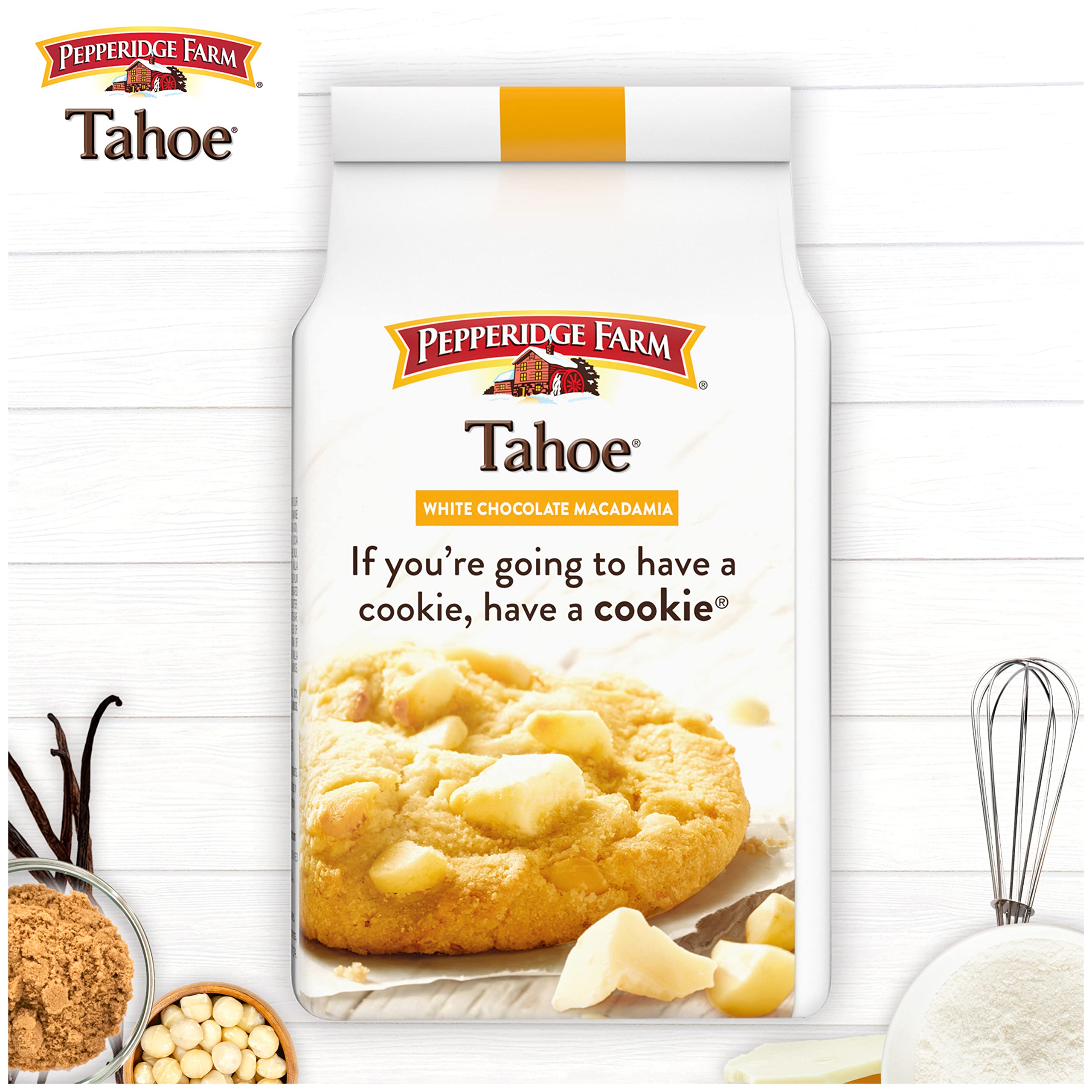 Pepperidge Farm Tahoe Crispy White Chocolate Macadamia Nut Cookies, 7.2 OZ Bag (8 Cookies)