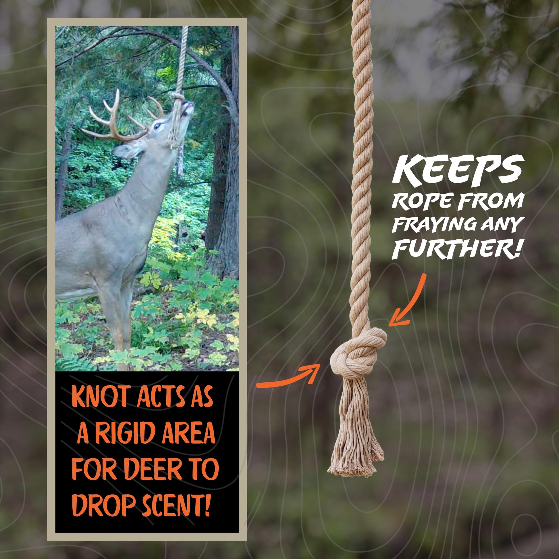 HODAG HempScent Rope for Deer Hunting – Effective Whitetail Attractant & Lure – Easy to Set Up Mock Scrape Kit with 4 oz AllSeason Scent - Buck or Doe Urine, Estrus Dripper Alternative (Single-Setup)
