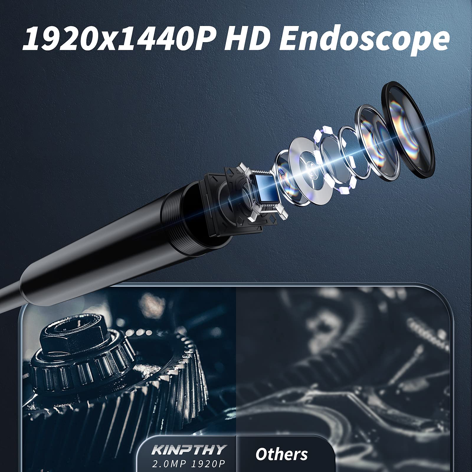 Endoscope Camera with Light,1920P HD Borescope Tools with 8 Adjustable LED Lights, Endoscope with Semi-Rigid Snake Camera, Inspection Borescope for iOS and Android-16.4ft Single Lens