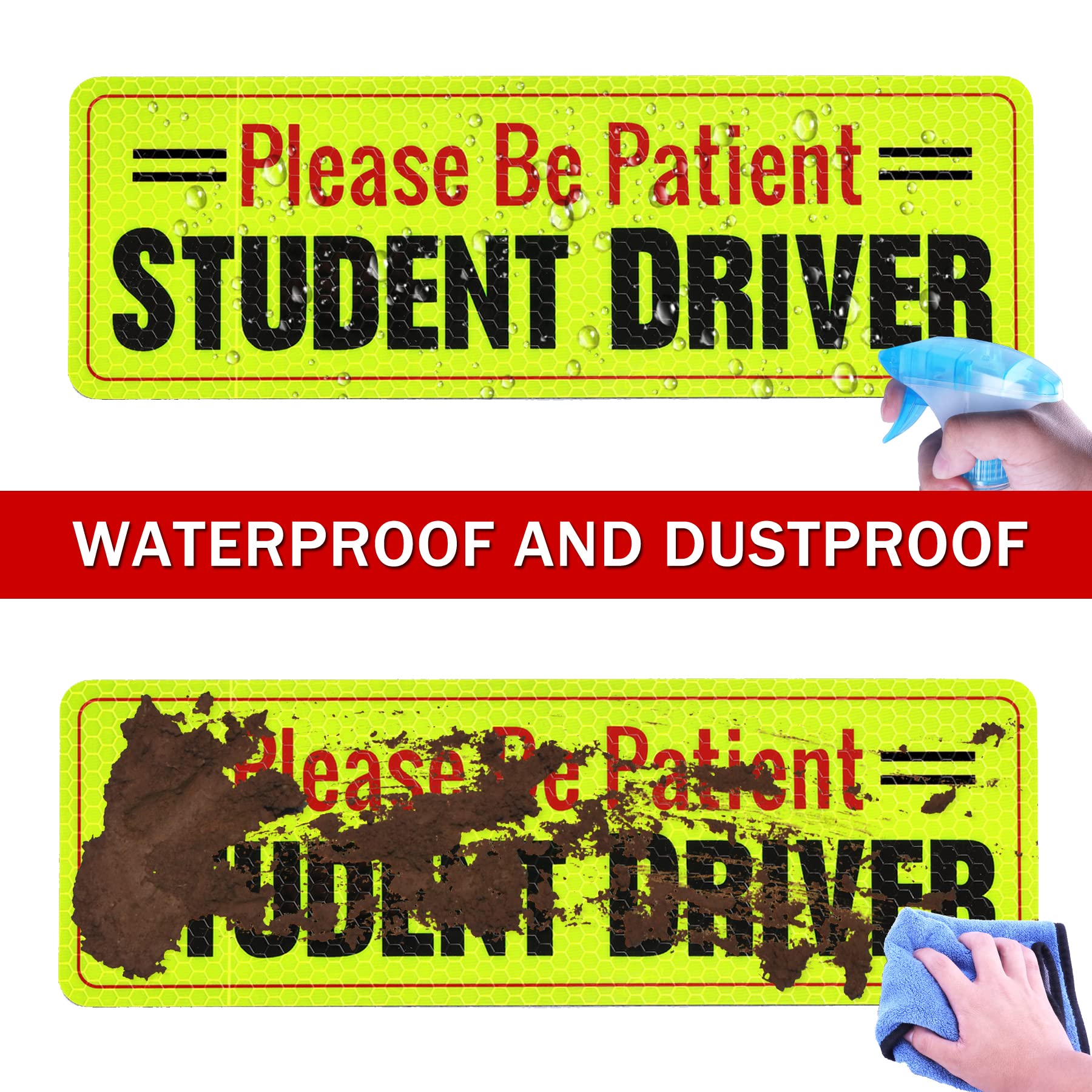 SINGARO Student Driver Magnet for Car,Please Be Patient Student Driver,Magnetic Student Driver Sign,3Pcs Reflective Novice Driver Sticker,New Driver Decal for Car Removable Exterior Accessories(Black)