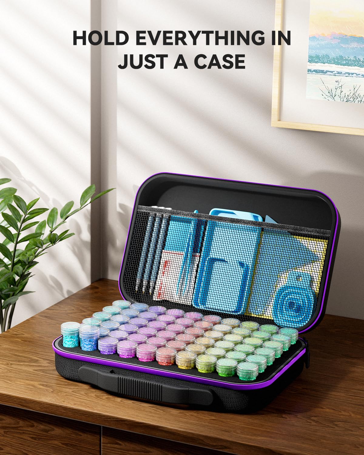 ARTDOT 60 Slots Storage Container for Diamond Art Kits for Adults,Portable Bead Storage Boxes for Diamond Painting Accessories and Tools