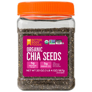 BetterBody Foods Organic Chia Seeds with Omega-3, Non-GMO, Gluten Free, Keto Diet Friendly, Vegan, Good Source of Fiber, Add to Smoothies, 1.25lb