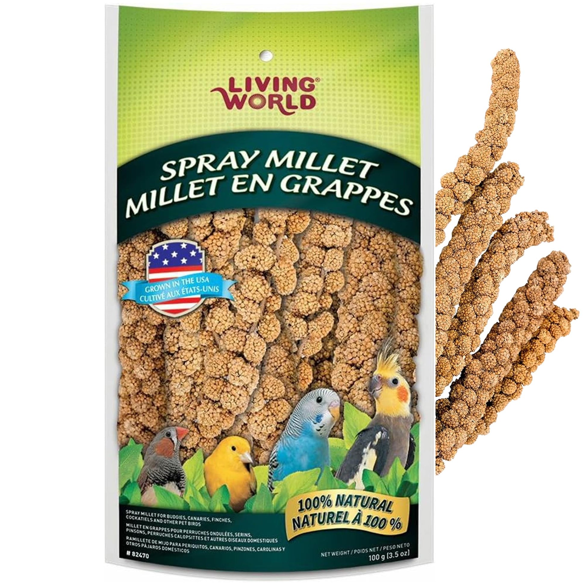 Living World - Millet Spray for Birds, 3.5 Oz – Premium Treat for Budgies, Canaries, Finches, Cockatiels and Other Pet Birds