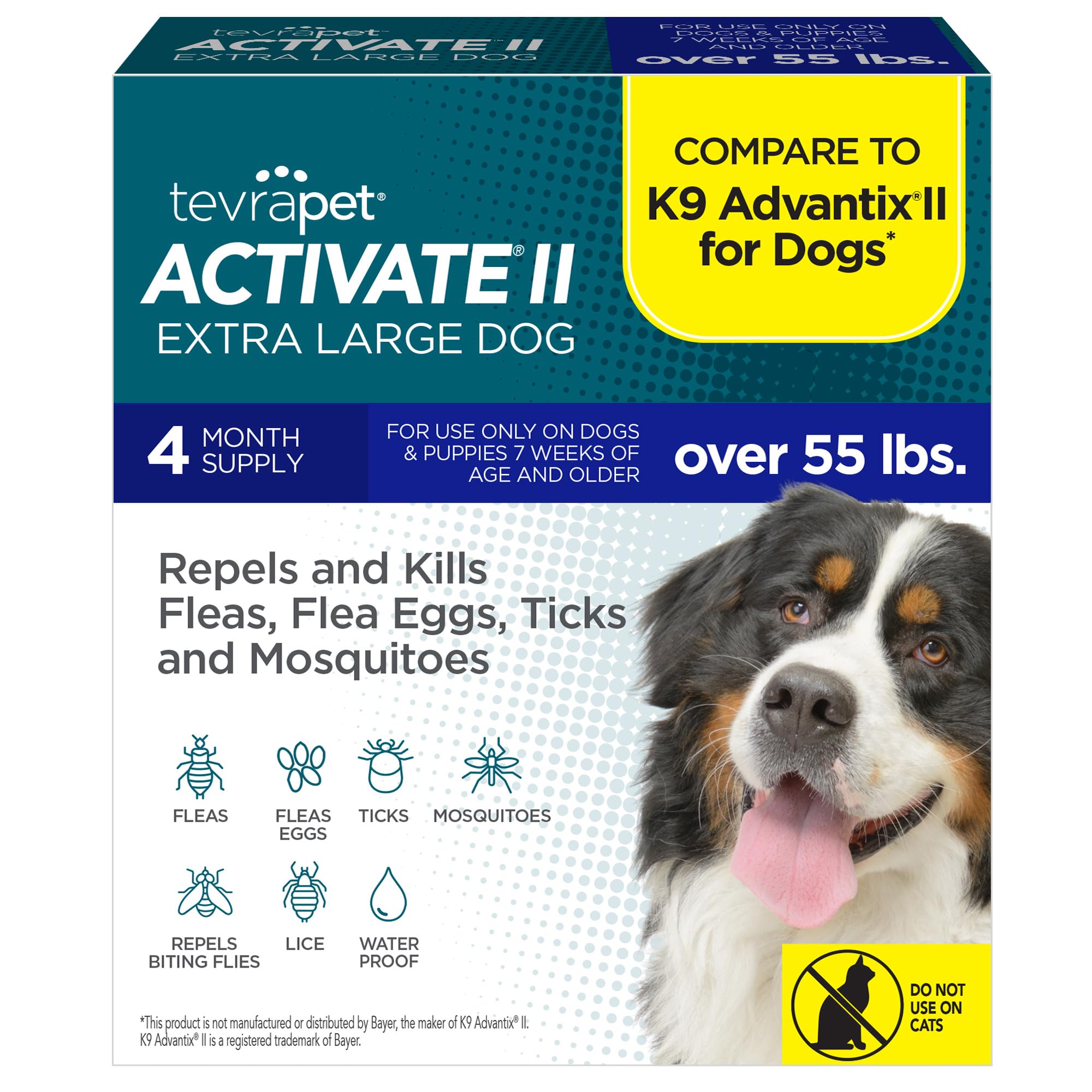 Activate II Flea and Tick Prevention for Dogs | 4 Count | Large Dogs 21-55 lbs | Topical Drops | 4 Months Flea Treatment