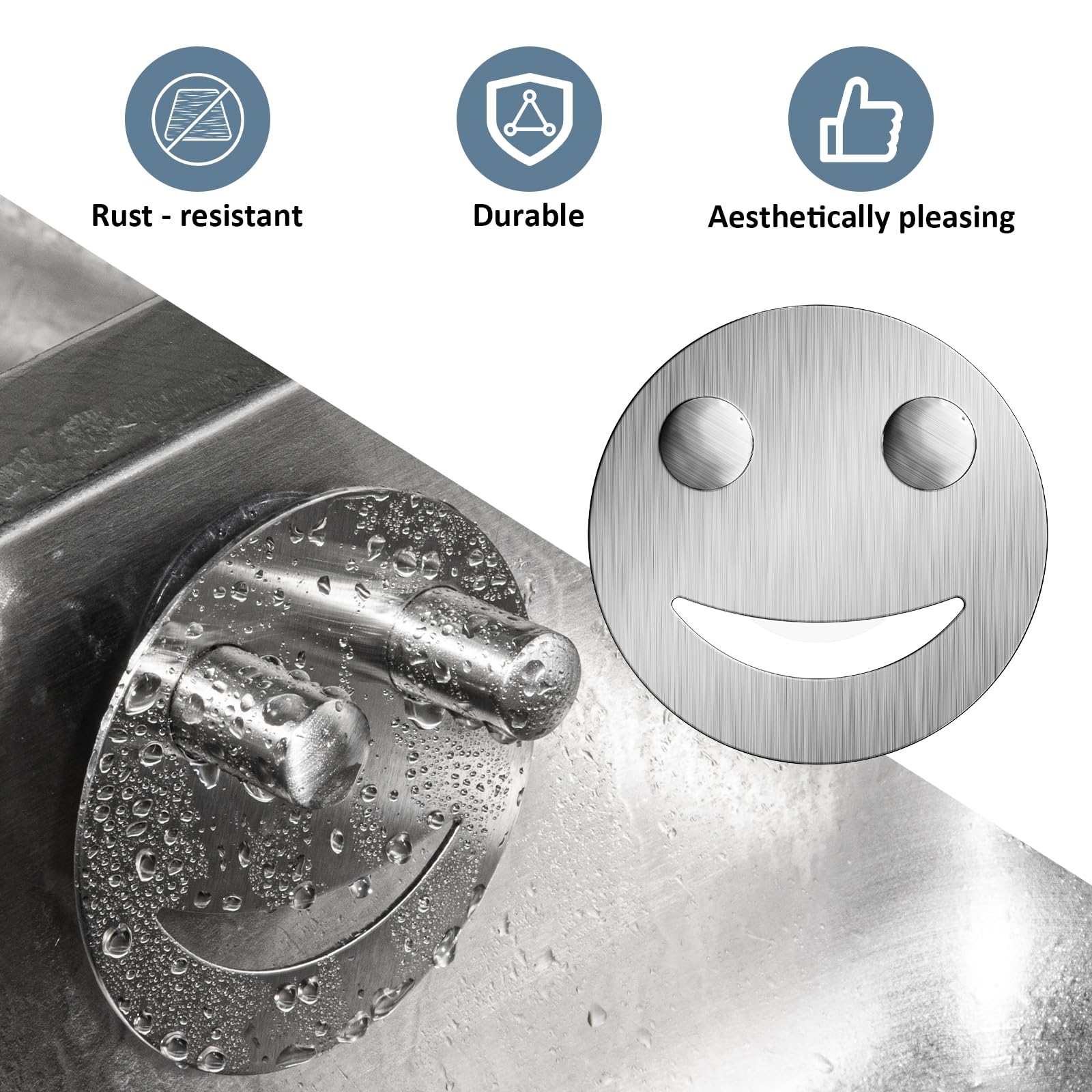 Yoshiky Stainless Steel Smiley Face Dish Sponge Holder, Silver Sink Caddy Organizer Storage with Suction Cup for Kitchen, Rv Apartment Kitchen Accessories Decor Scrubber