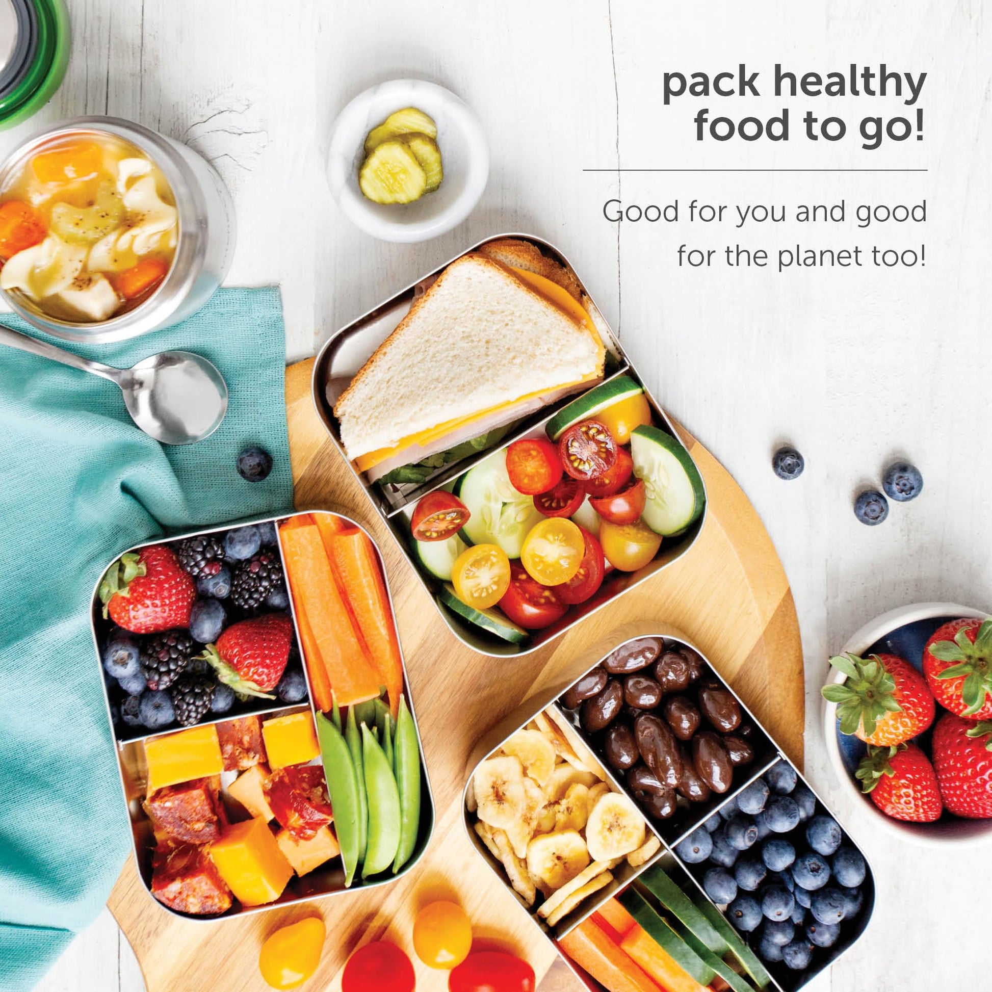 LunchBots Small Protein Packer Bento Box - Extra Small Divided Stainless Steel Snack Container - 4 Sections for 1-2oz of Nuts, Meat, Cheese, Finger Foods - Dishwasher Safe - Stainless Lid