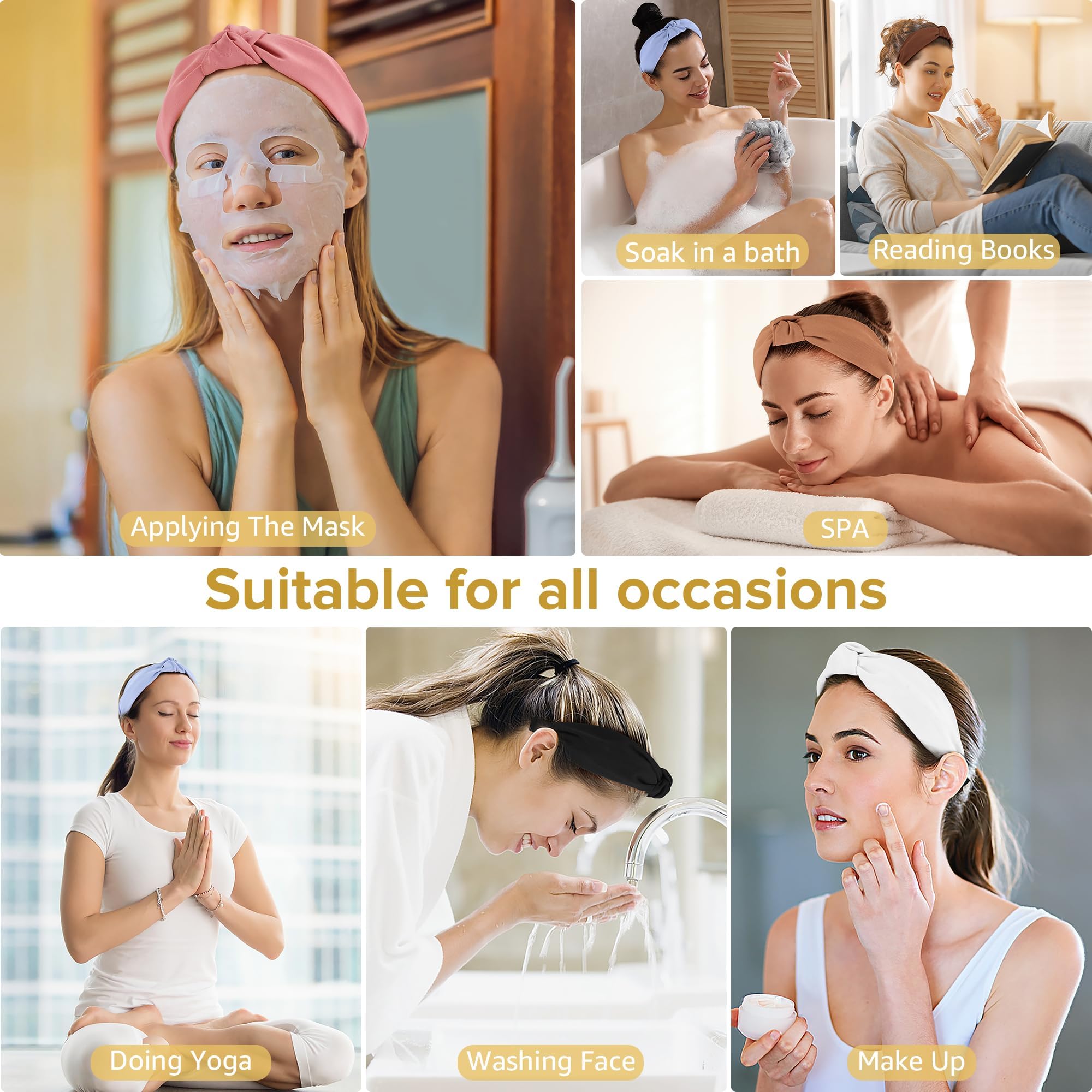 DiyJibb Headbands for Women Girls - 6PCS Stylish Top Knotted Headbands - Knotted Headband for Women - Head Bands Wide Hairband Hair Accessories