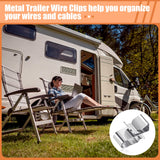 50 Pcs Trailer Frame Wire Clips Stainless Steel Clips Metal Cable Clips 22.5 mm/ 0.89 Inch Solar Panel Wire Clip Double Wire Trailer Wire Clips Wire Clamps for PV Wiring Boat Cable, Boat Trailer