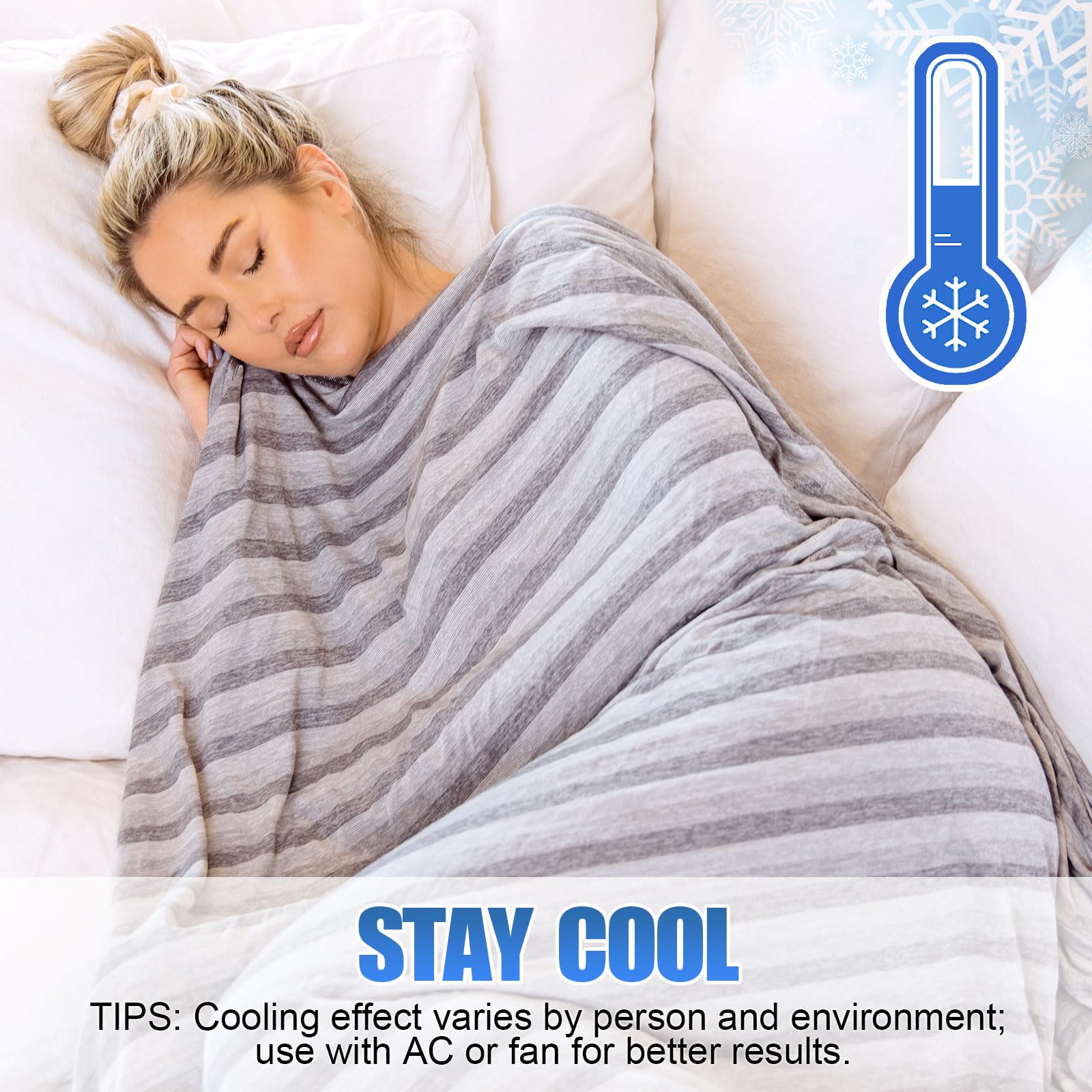 Ailemei Direct Cooling Throw Blanket for Hot Sleepers,Double Sided Cold Effect, Lightweight Breathable Summer Bed Blanket for Couch, Transfer Heat to Keep Body Cool Night Sweats,50"x70"