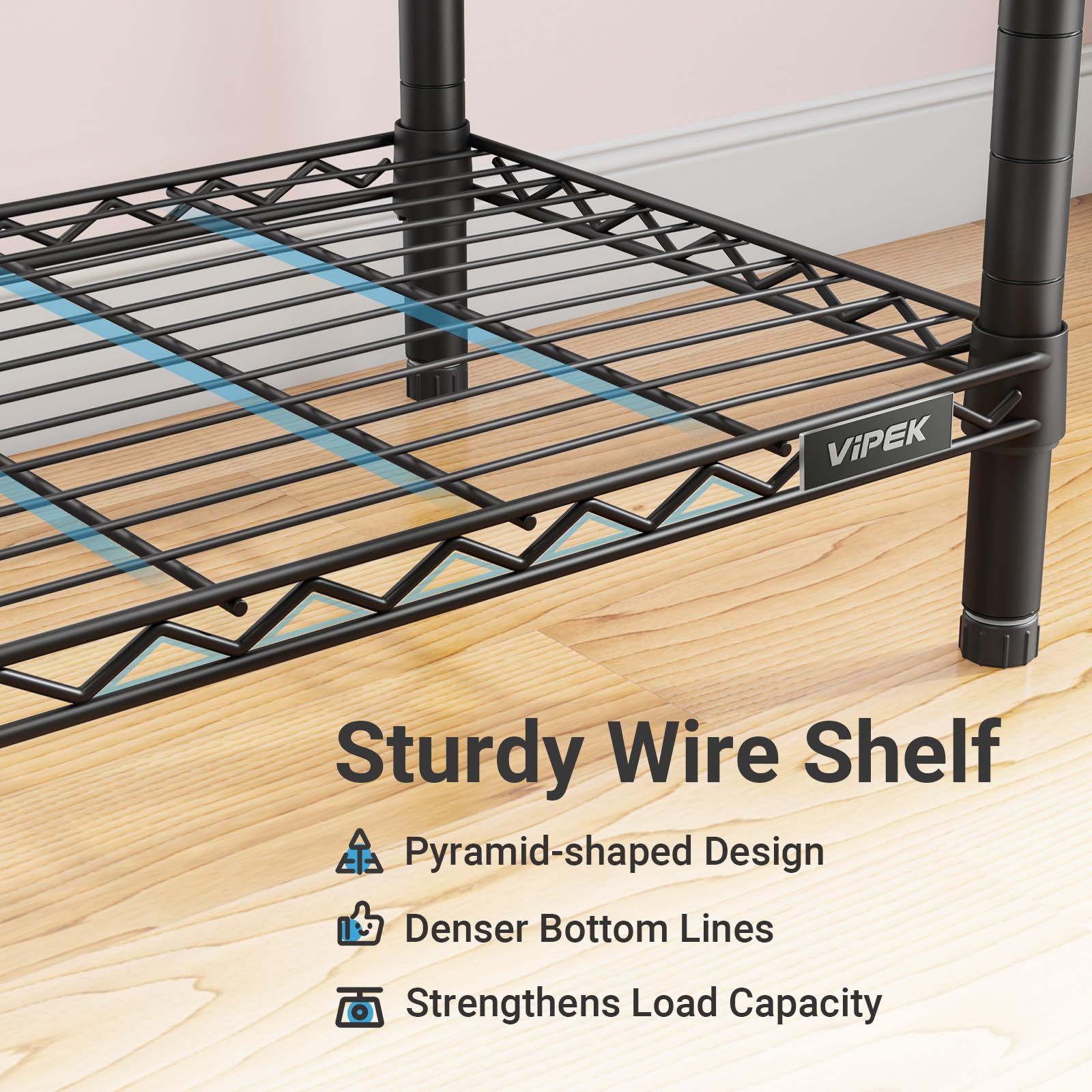 VIPEK R2 Plus Heavy Duty Rolling Garment Rack 3 Tiers Adjustable Wire Shelving Clothes Rack with Double Rods and Side Hooks, Freestanding Wardrobe Storage Rack Metal Clothing Rack, Black