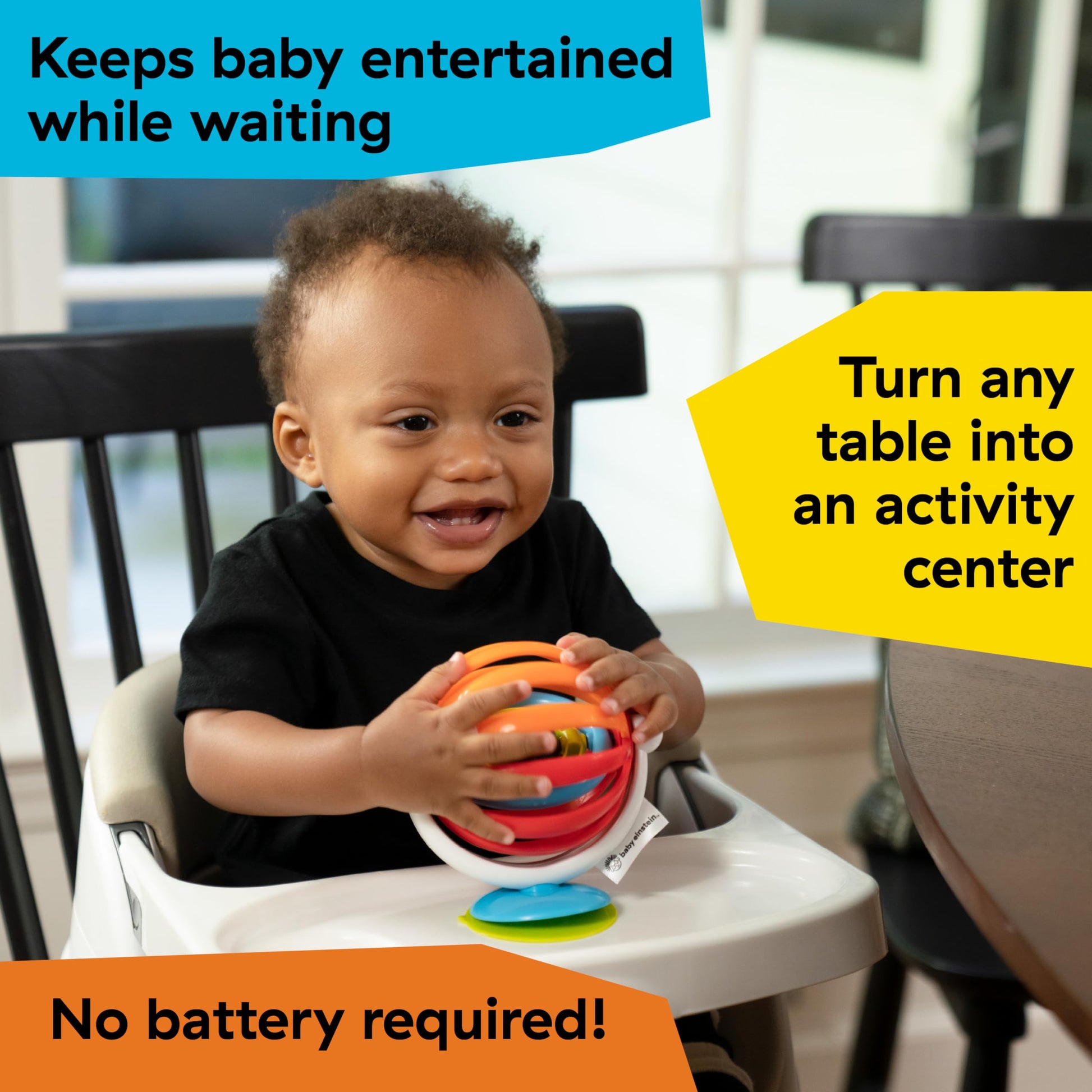 Baby Einstein Sticky Spinner BPA-free Suction Cup High Chair Activity Toy and Tray Toy for Early Development, 3mo+