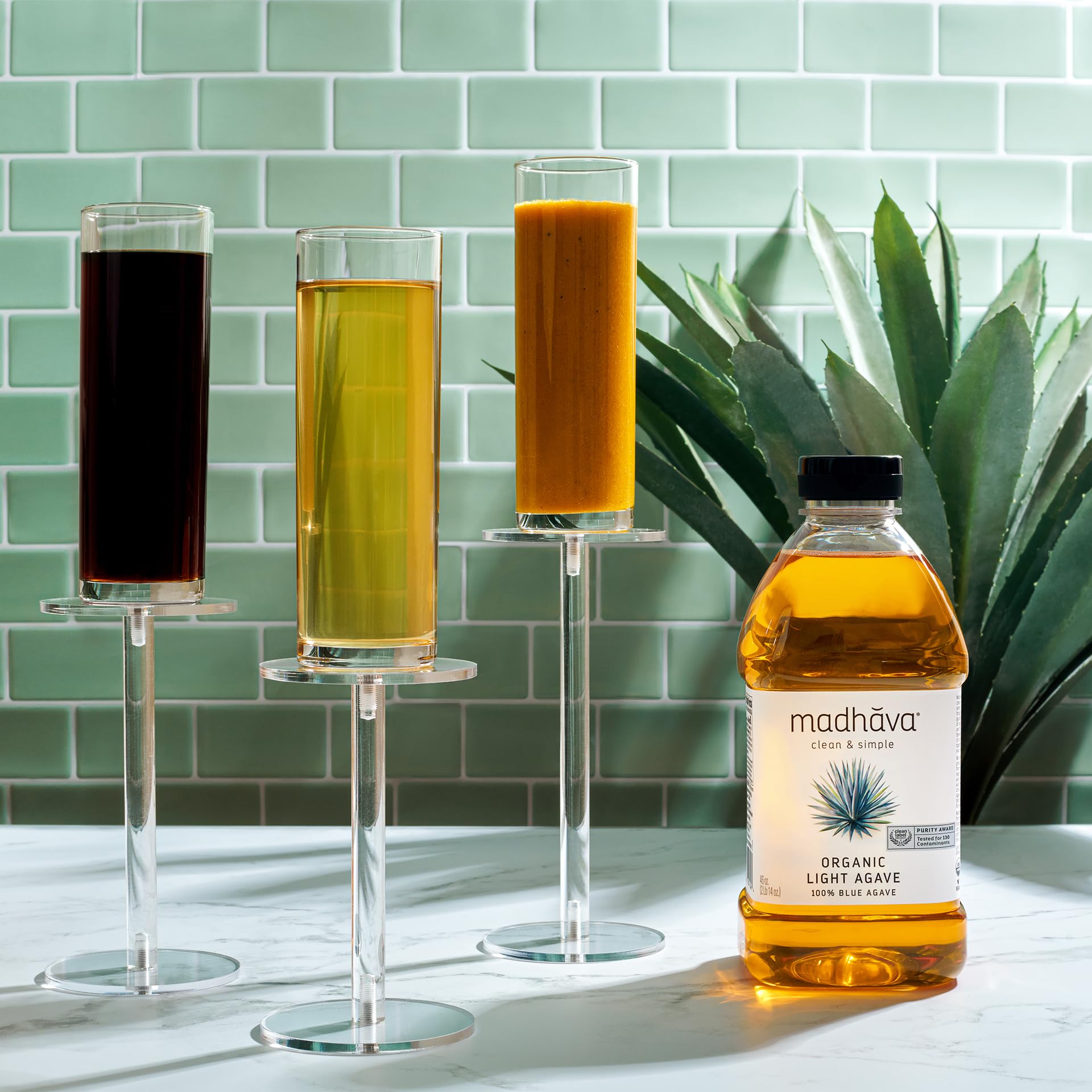 MADHAVA Organic Light Agave, 100% Pure Blue Nectar | Sugar Alternative | Vegan | Non GMO | Natural Liquid Sweetener, 46 Oz. (Pack of 2)