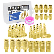 Ailbiuko Air Coupler & Plug Kit,45 Pcs 1/4" NPT Air Tool Fittings Set,Quick Connect Air Hose Fittings Air Compressor Accessories