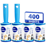 Extra Sticky Lint Roller, Mega Value Set 400 Sheets for Pet Hair Removal, Dog and Cat Lint Remover for Clothes, Furniture, Carpet