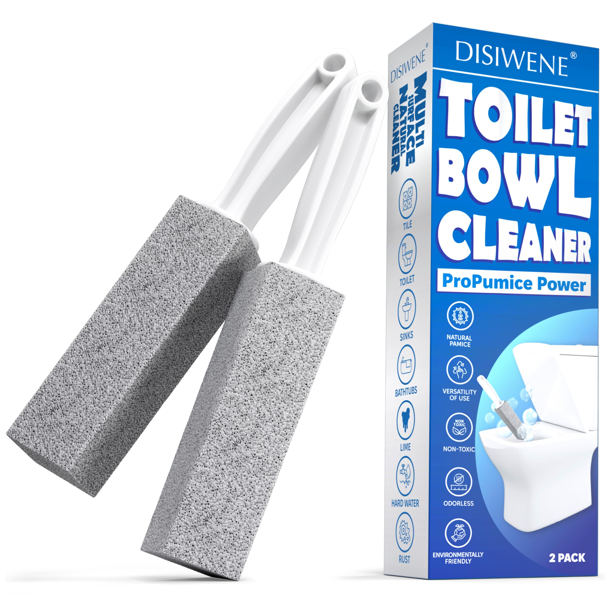 DISIWENE Pumice Cleaning Stone with Handle Toilet Bowl Cleaner Hard Water Ring Remover for Bath/Pool/Kitchen/Household Cleaning (4)