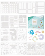 ALODNY 16 Pcs Journal Stencils Set - Time Saving Bullet Journaling Supplies/Accessories Kit -Ultimate Productivity Planner Stencil for Bullet Journal Stencils A5 Dotted Journals