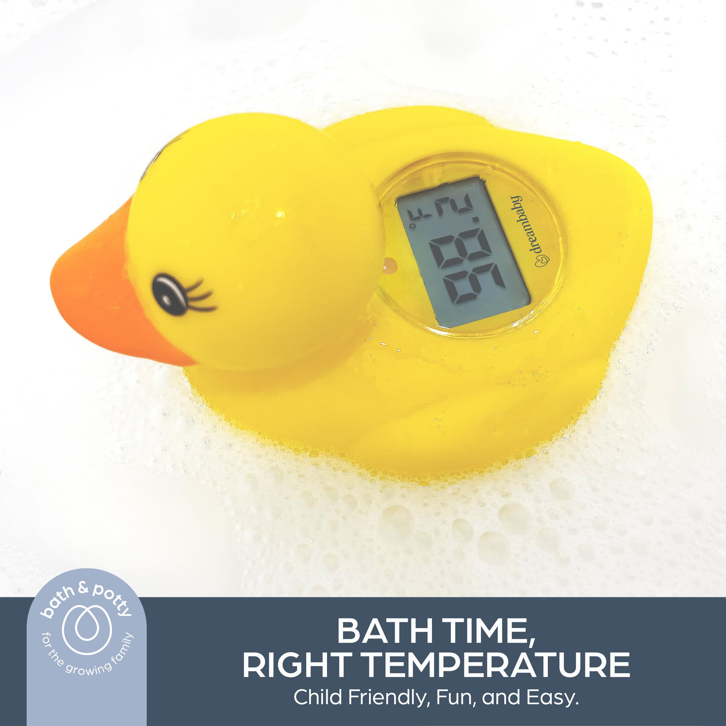 Dreambaby Duck Baby Bath Thermometer - Instant Read Digital Thermometer for Water and Room Temperature - Floating Baby Bath Toy - Newborn Must-Have