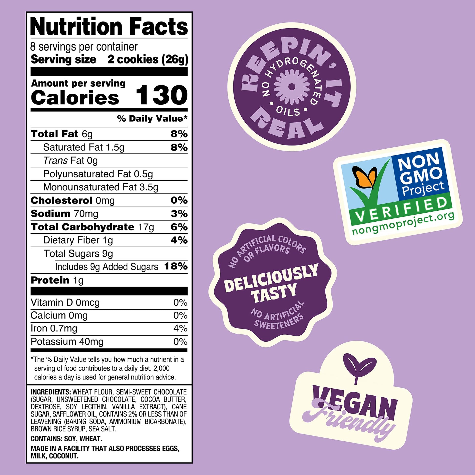 Back to Nature Chocolate Chunk Cookies, Plant-Based, Non-GMO, Vegan Friendly, Made with Wheat Flour, Snack Happy, 7.5 oz Box