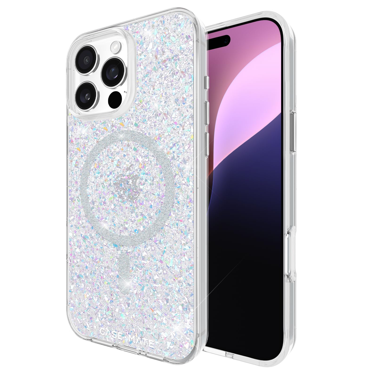 Case-Mate iPhone 16 Pro Max Case [Compatible with MagSafe] - Iridescent Liquid Glitter Phone Case with 12ft Drop Protection - Premium Magnetic Cover for iPhone 16 Pro Max - Soap Bubble Waterfall