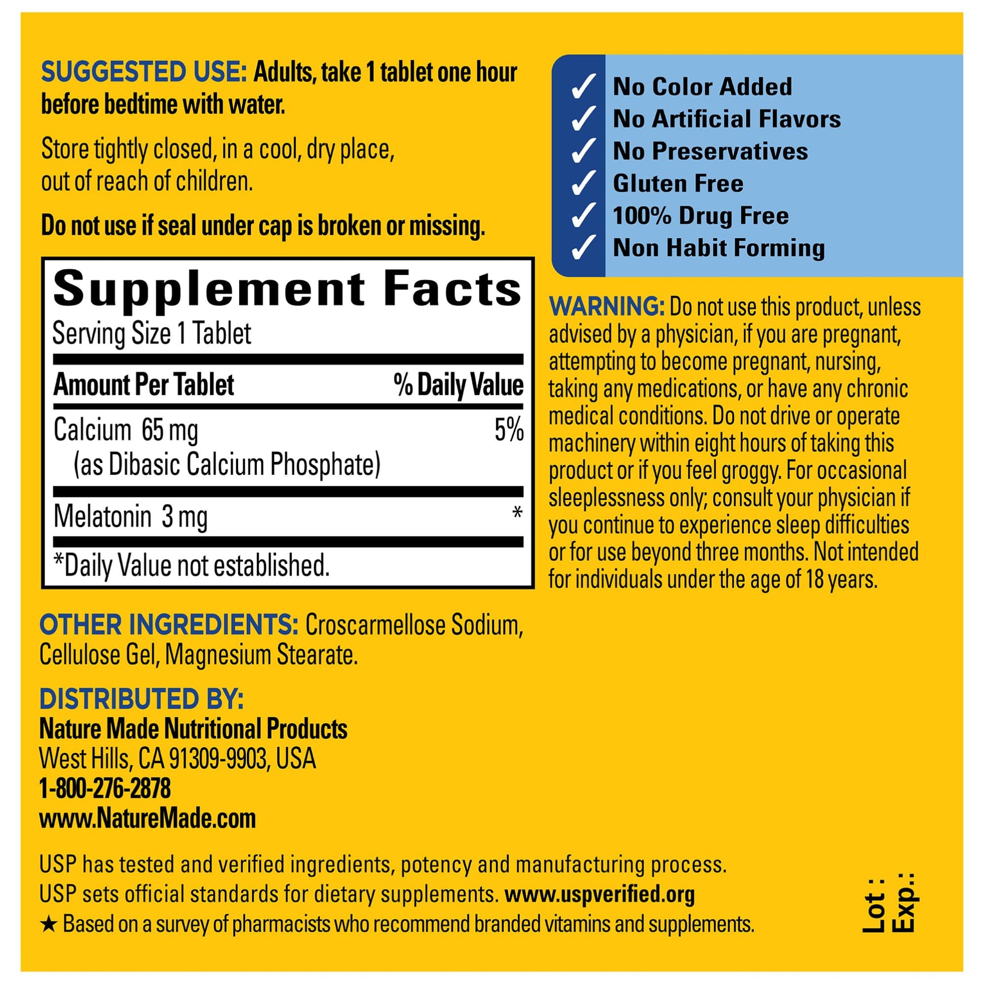 Nature Made Melatonin 3mg Sleep Aids for Adults, 100% Drug Free Sleep Aid, Sleep Supplements, 240 Tablets, 240 Day Supply
