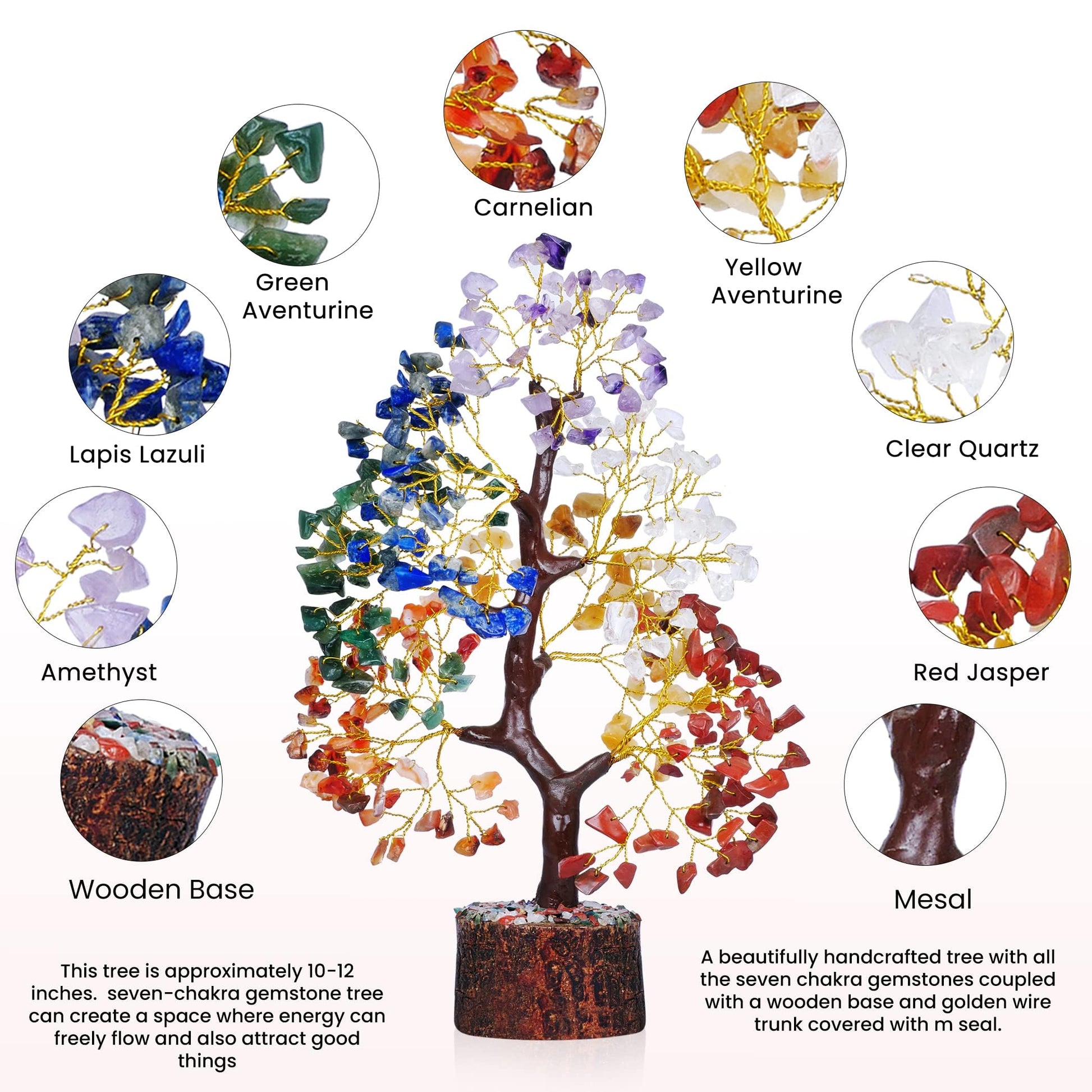 YATSKIA 7 Chakra Tree of Life, Crystals and Healing Stones, Birthday Gifts for Women - Crystal Tree for Positive Energy, Home Office Decor, Spiritual Gifts for Women