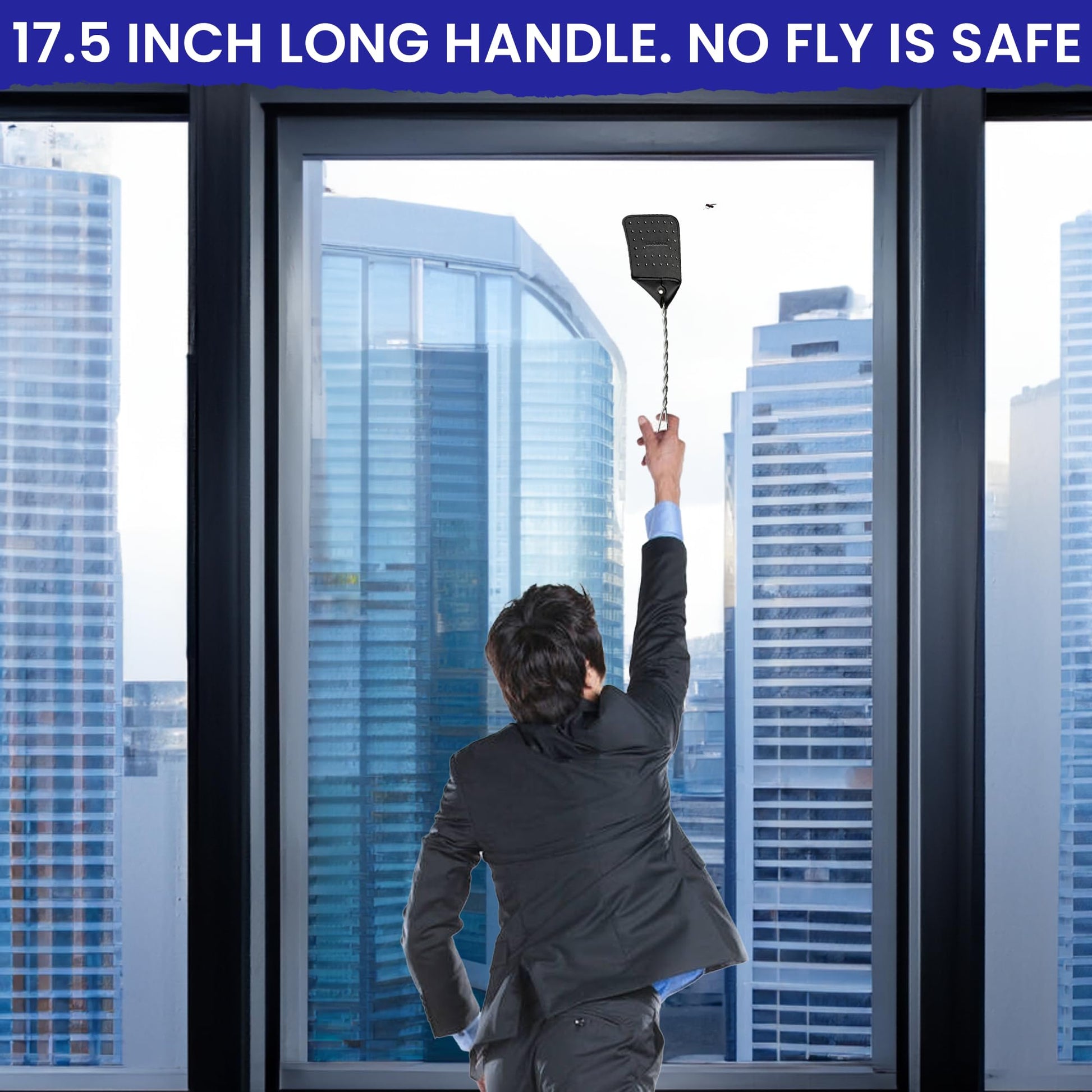 2 Leather Fly Swatter for Indoors. Long Handle, Heavy Duty Fly Swatter Manual Multi Pack. Flyswatters Heavy Duty Flyswatter 2 pack. Flies Swater Includes 4 Sticky Window Bug Traps. Mata Moscas Outdoor