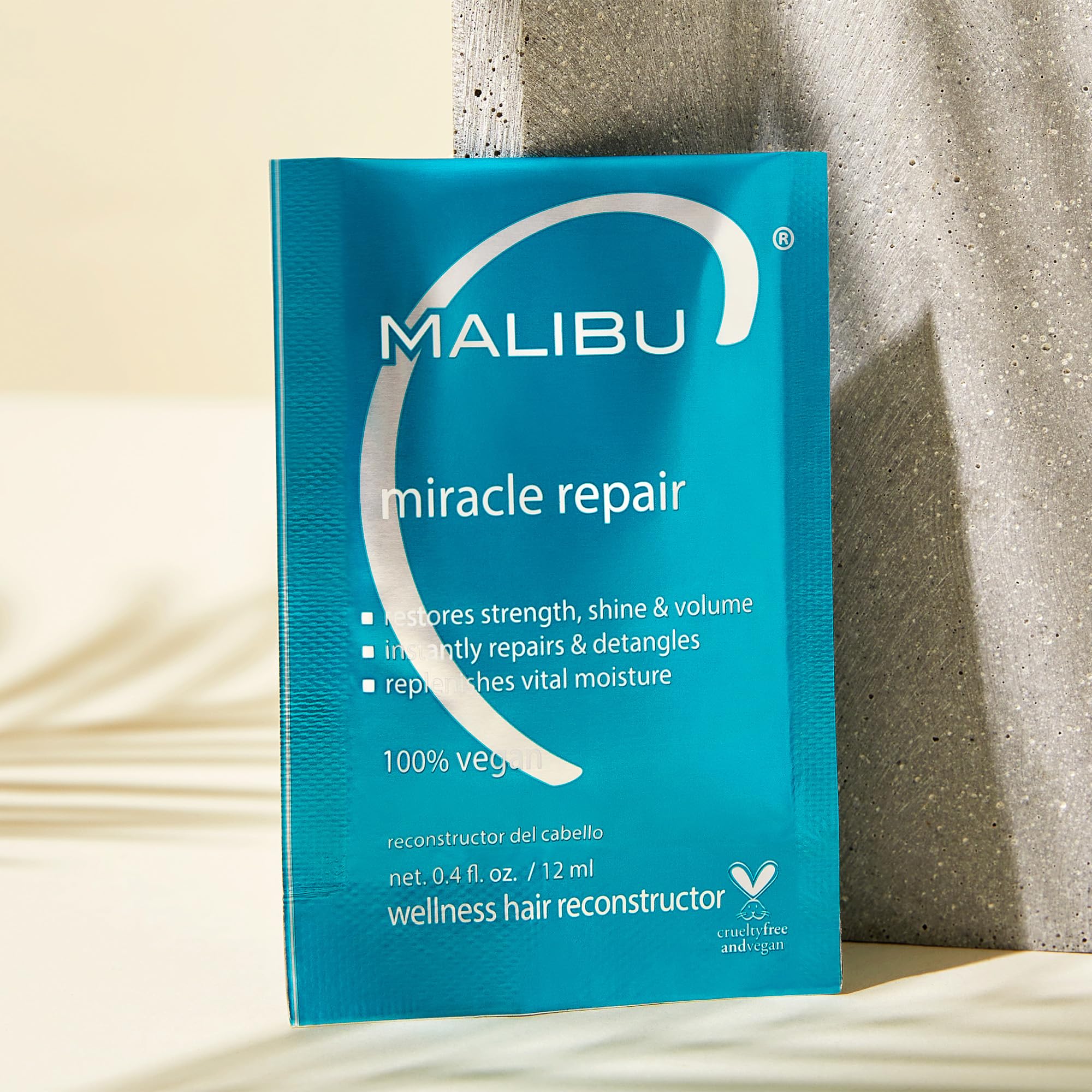 Malibu C Miracle Repair Hair Reconstructor (1 Packet) - Nourishing Hair Repair Treatment for Weak, Damaged Strands - Flax Protein & Vitamin B5 for Hair Strength