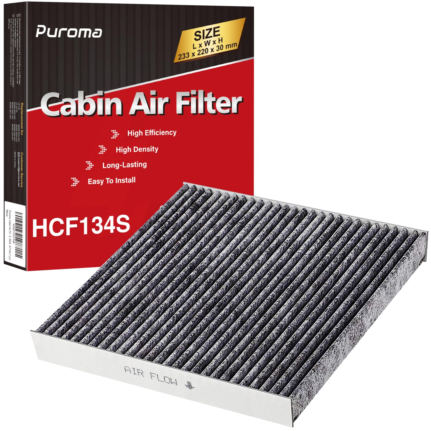 Puroma Innenraumluftfilter mit Aktivkohle, Ersatz für CP134, CF10134, Honda & Acura, Civic, CR-V, Odyssey, CSX, ILX, MDX, RDX, AT134 (1 Stk.)
