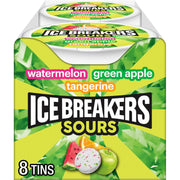 ICE BREAKERS Sours Assorted Fruit Flavored Sugar Free Mints Tins, 1.5 oz (8 Count)