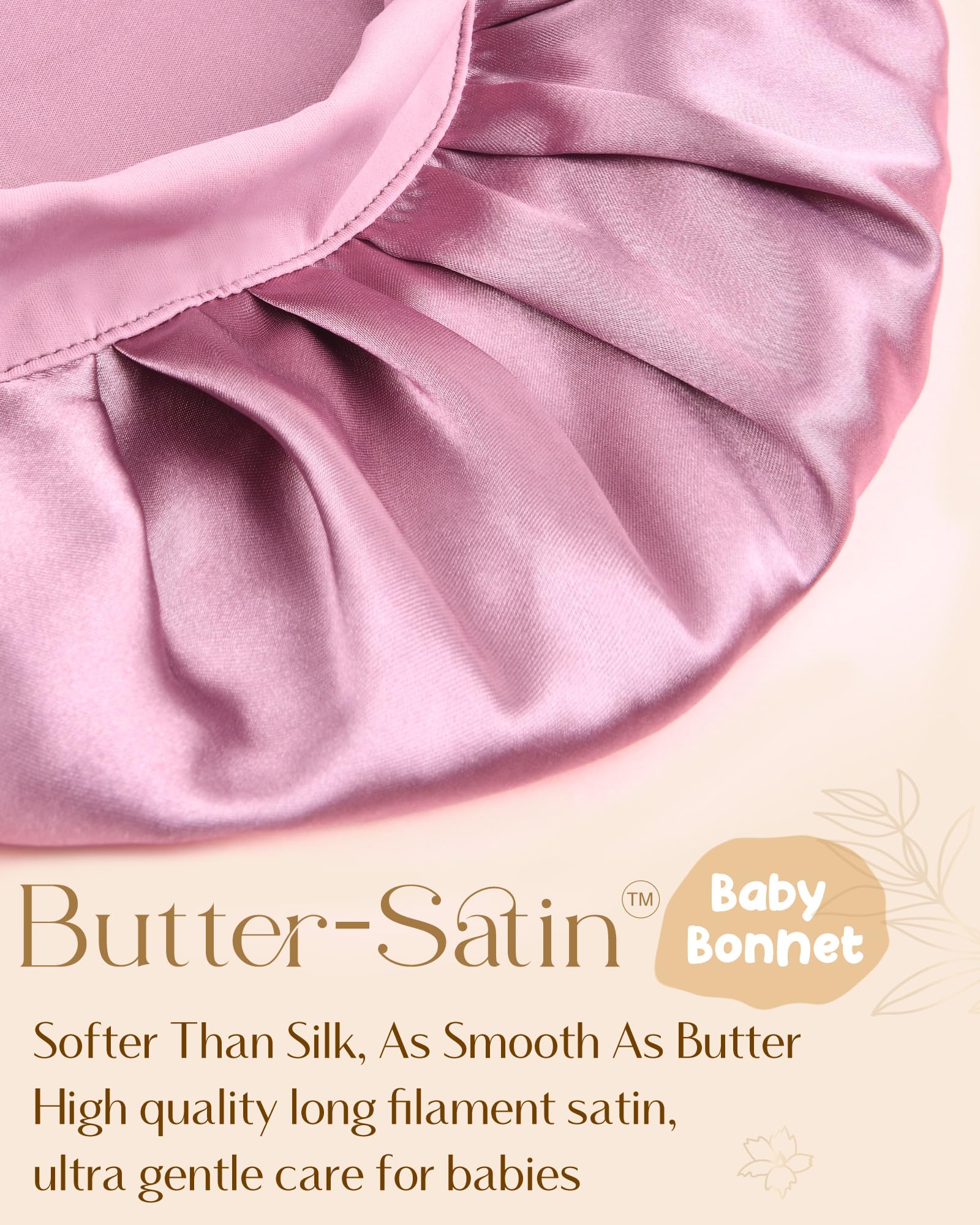 YANIBEST 2 PCS Baby Bonnet Silk Satin Bonnet for Kids Sleeping Cap Curly Natural Hair Silk Bonnets for Girls Boys Infant