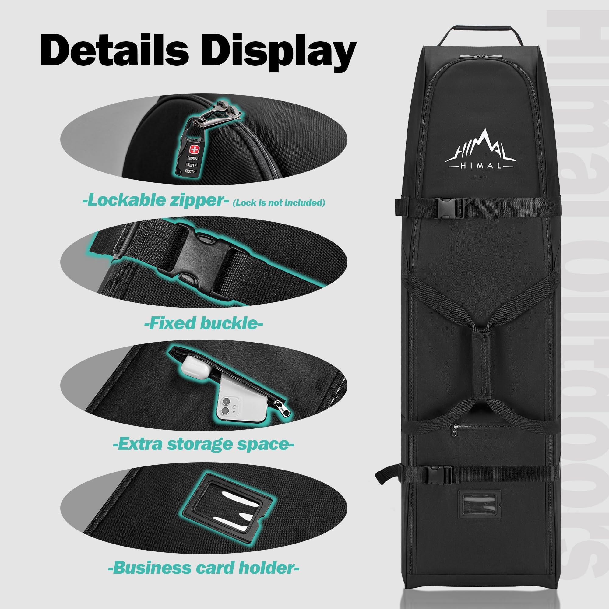 Himal Outdoors Soft-Sided Golf Travel Bag with Wheels- Heavy Duty 600D Polyester Oxford Wear-Resistant, Excellent Zipper Universal Size