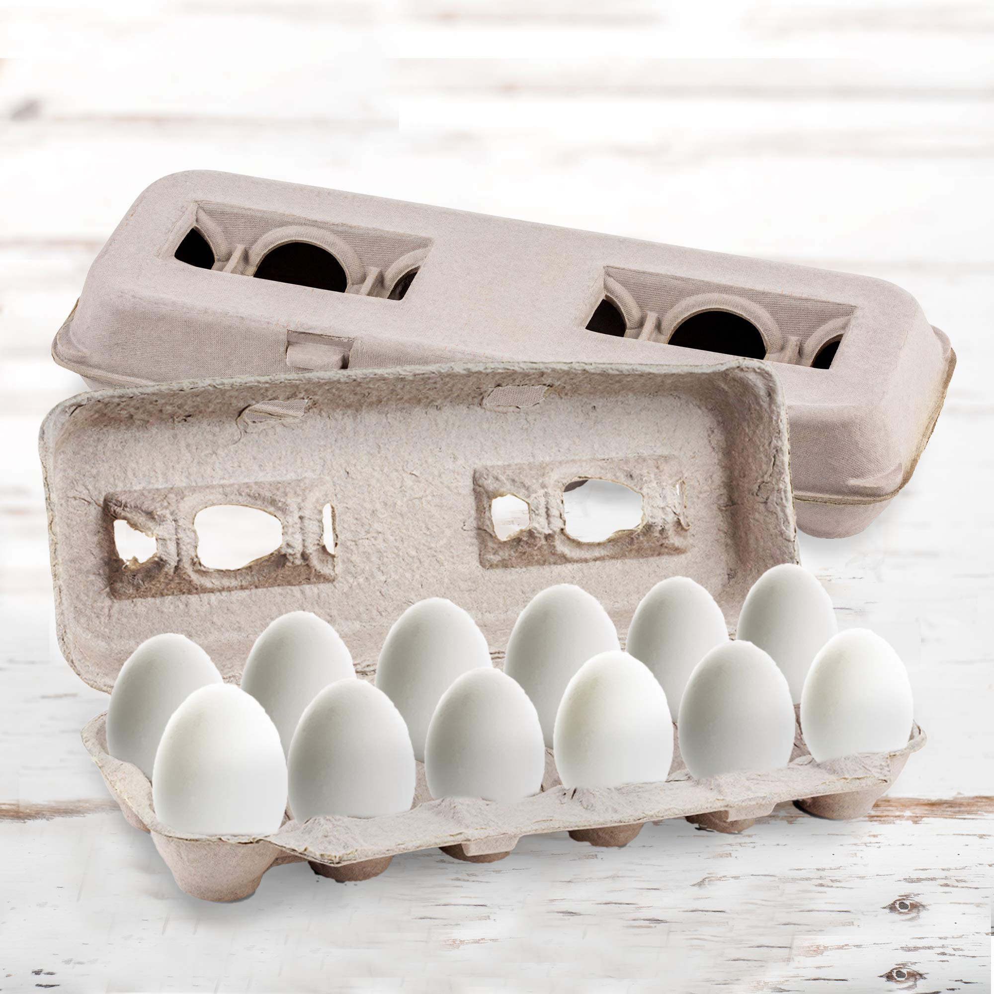 MT Products Blank Natural Pulp Egg Cartons Bulk Holds Up to Twelve Eggs - 1 Dozen - Cardboard Material Perfect For Storing Extra Eggs (25 Pieces) - Made in USA