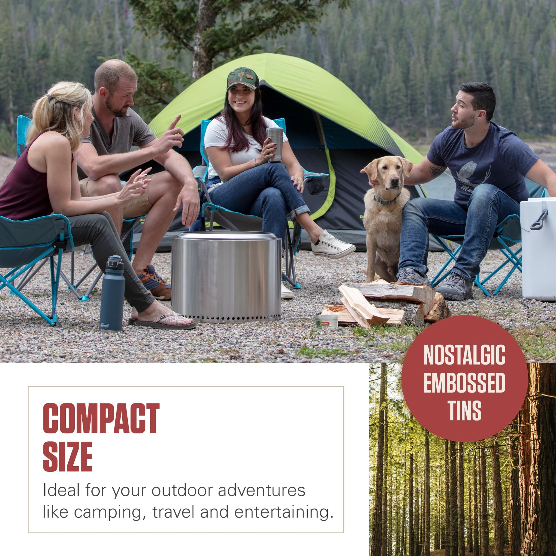 Coleman Pine Scented Citronella Candle with Wooden Crackle Wick - 6 oz Tin