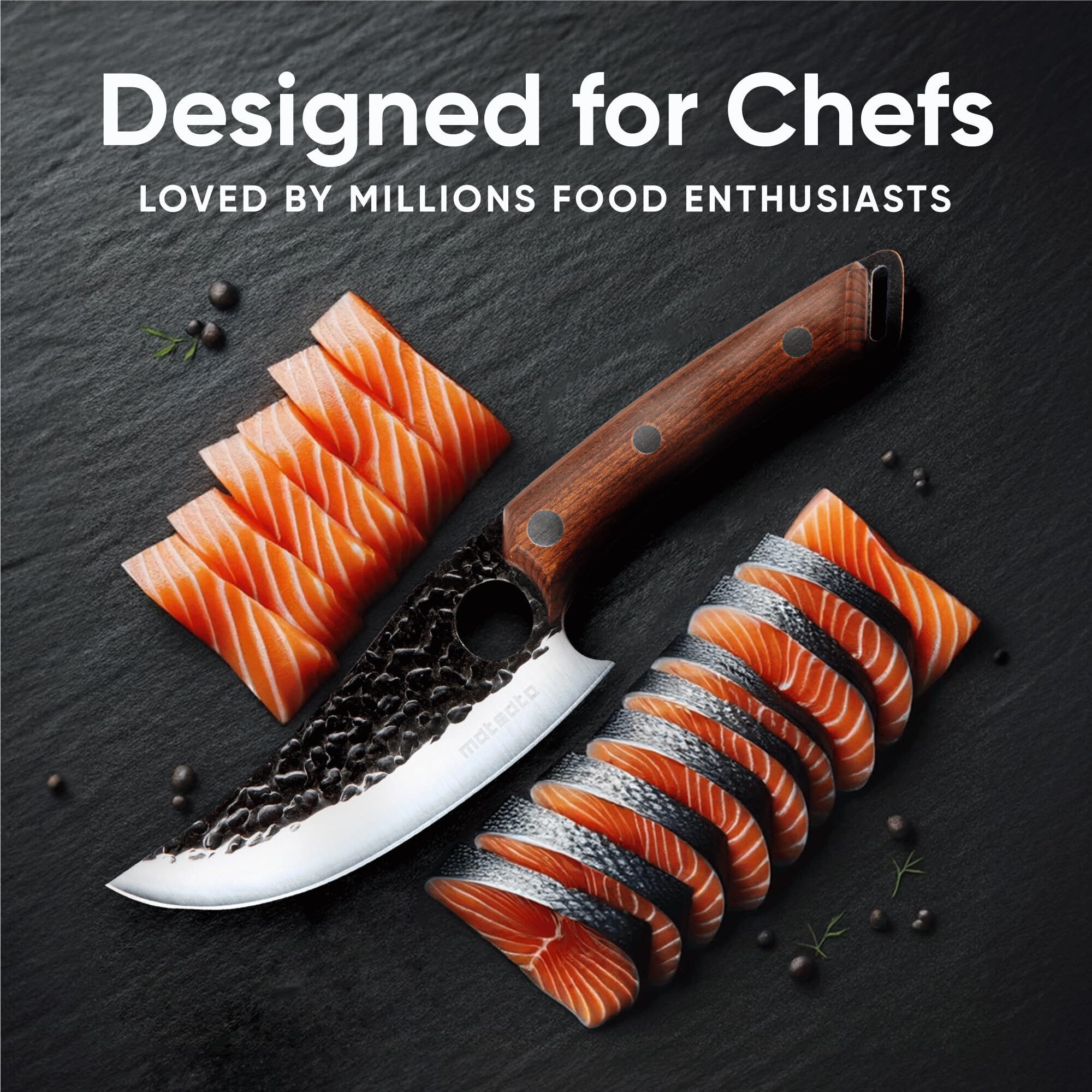 Matsato Chef Knife - Perfect Kitchen Knive for Cooking, Chopping. Japanese Steel Knife for Home, Camping, BBQ. For Balance & Control, 5.8 Inch