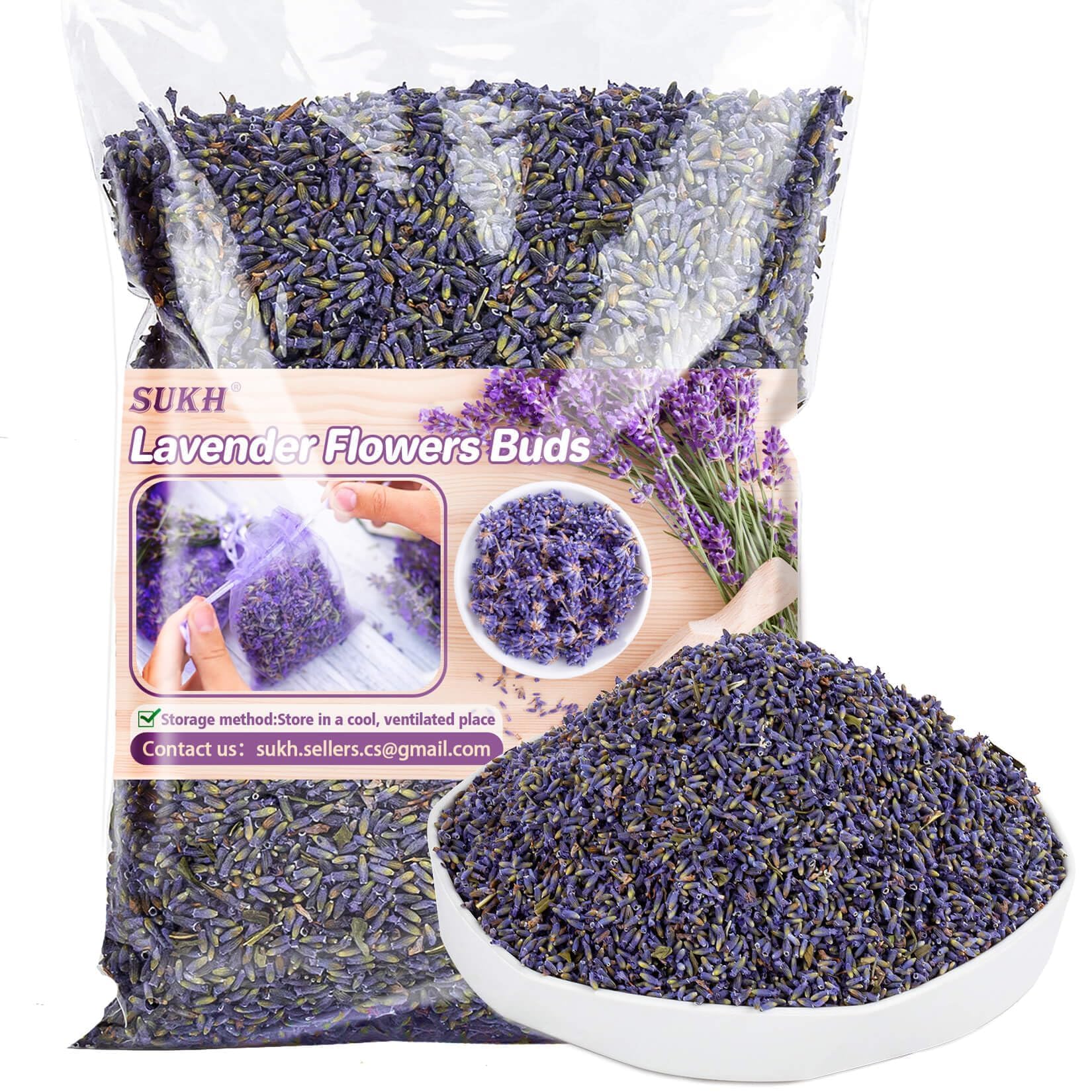 Sukh 3oz Lavender Dried Lavender - Lavender Buds Sachets for Drawers and Closets Lavender Flowers Sachet Bags Fresh Scents Lavender Sachet Bags Dried Flowers for Patry Birthday Bridal Shower Bulk