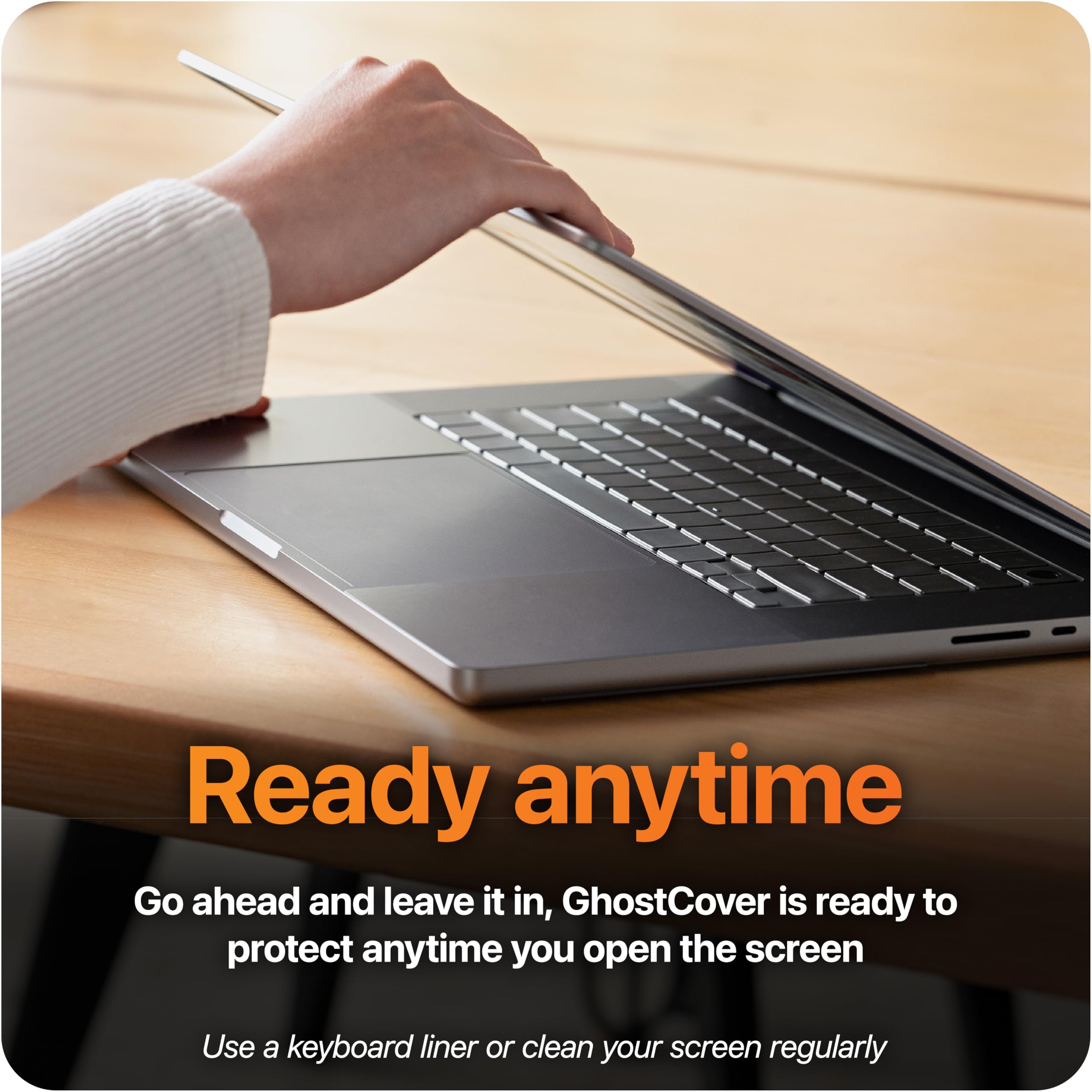 GhostCover Original Premium Ultra Thin Keyboard Cover Protector, Compatible with 2025 2024 2023 2022 2021 M4/M3/M2/M1 Pro/Max MacBook Pro 14/16, M4/M3/M2 MacBook Air 13/15, US ANSI Layout, Clear