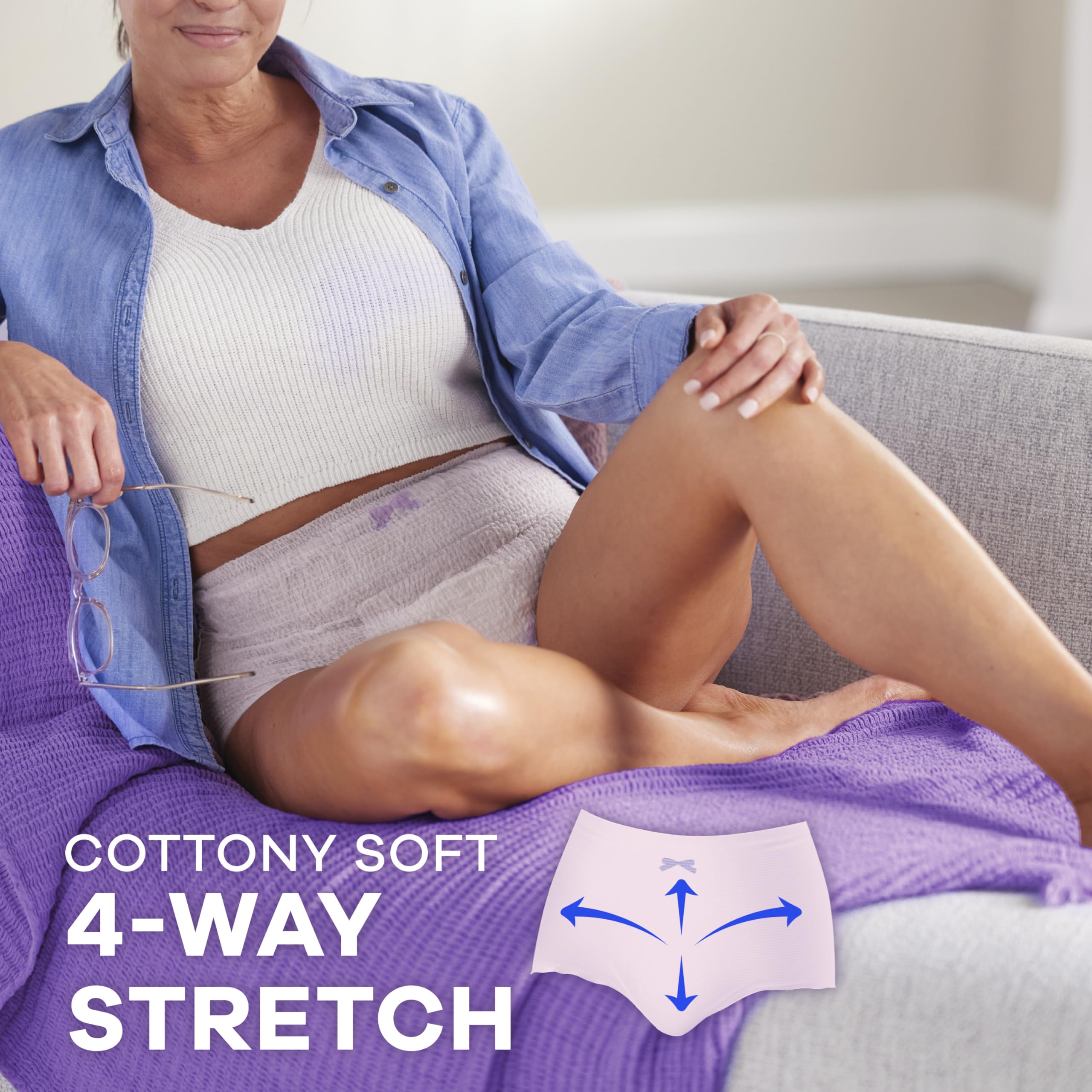 Always Discreet Adult Incontinence Underwear for Women and Postpartum Underwear, Extra Large, Up to 100% Bladder Leak Protection, 64 Count (2 Packs of 32)