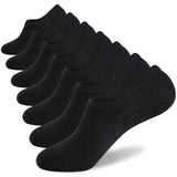 WANDER No Show Socks Mens 7 Pairs Cotton Thin Non Slip Low Cut Mens Invisible Casual Socks (7black, Size 9-11)