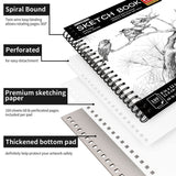 FIXSMITH 9"X12" Sketch Book | 100 Sheets (68 lb/100gsm) Spiral Sketchbook | Acid Free Drawing Paper | Sketch Pad for Kids,Beginners,Artists & Professionals| Bright White