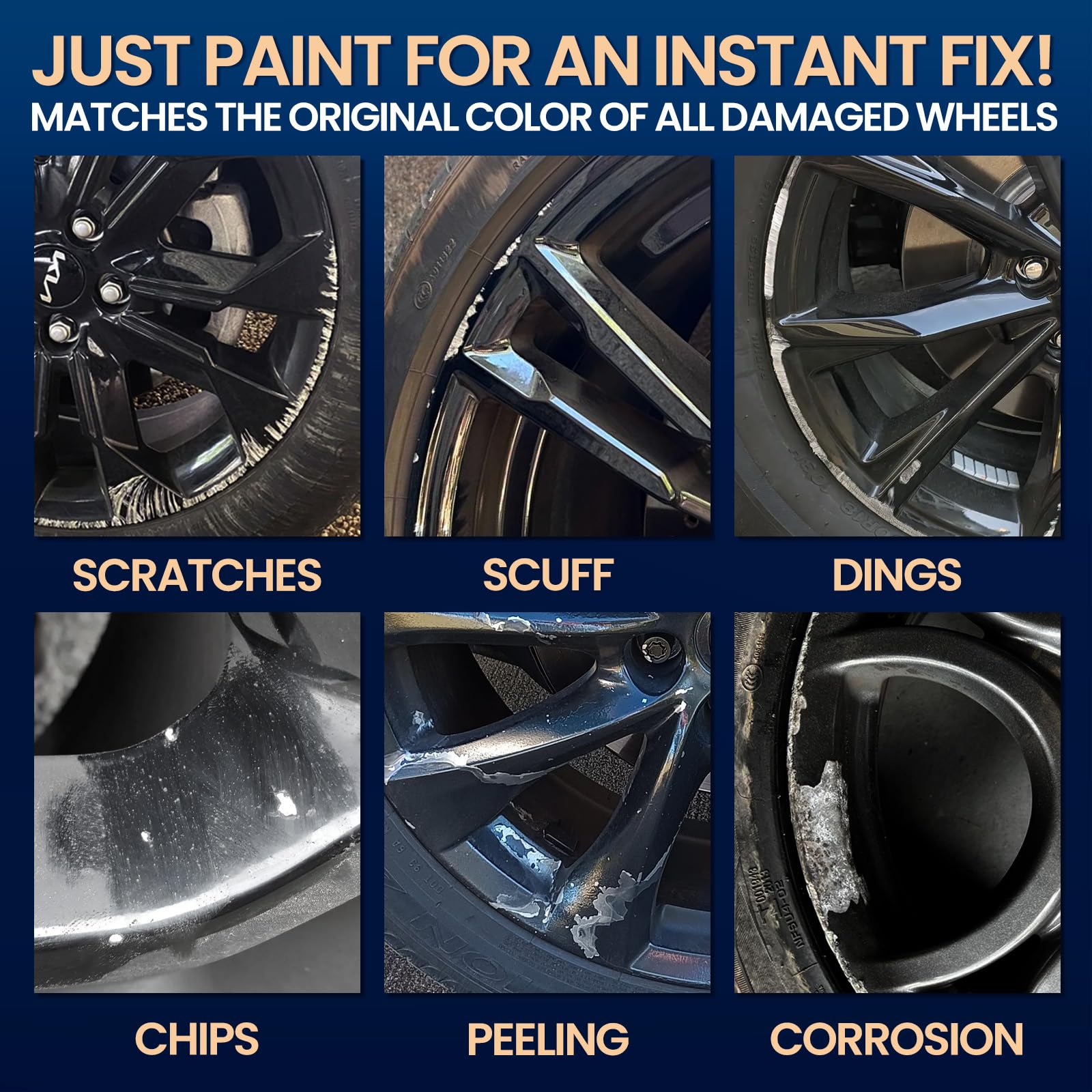 cocomfix Gloss Black Rim Touch Up Paint, Rim Paint, Wheel Scratch Repair Kit for Curb Rash & Scratches, Universal Black Enamel paint (1 fl oz), Scratch Resistant, Covers 1 sq ft per Coat