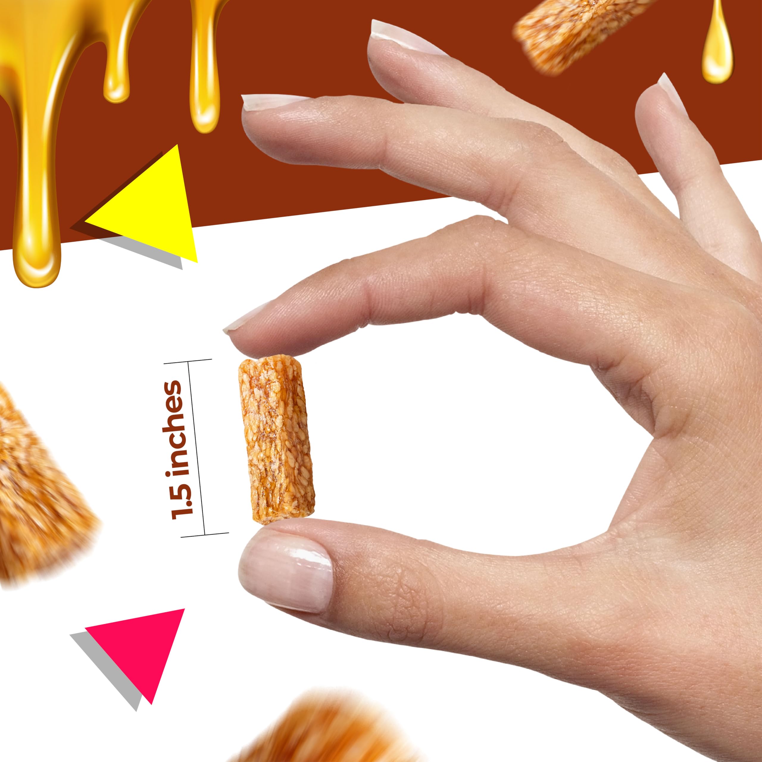 Sesame Honey Crunch Bars | 1 Pound Bag | Honey Roasted Sesame Seeds Candy | Individually Wrapped Snack Size Bars | Crunchy Sesame Candy for Office and Gifting